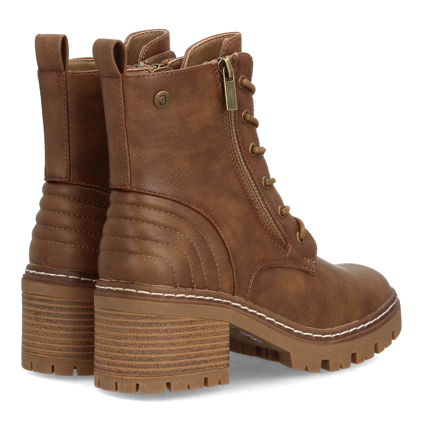 Botín Militar Cuero con Cordones, Cremallera y Detalles Acolchados