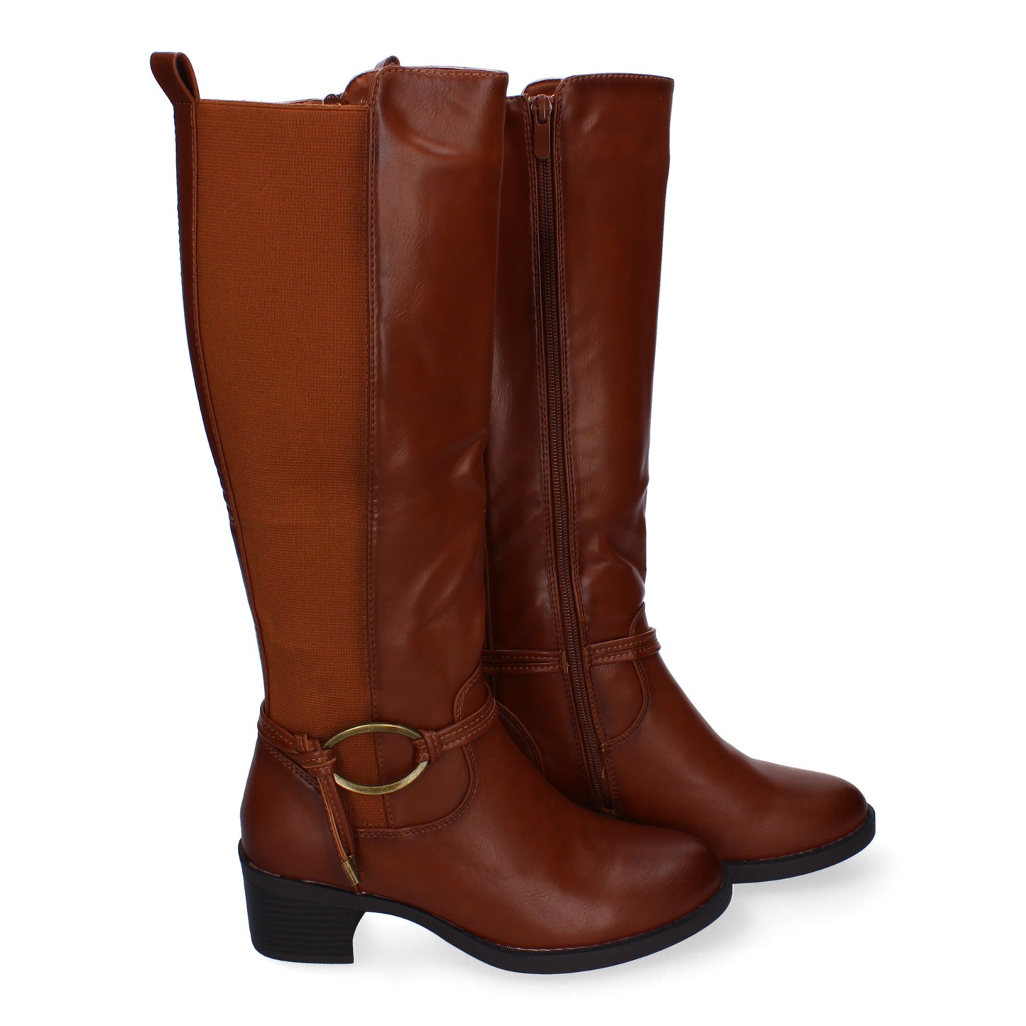 Botas tacón camel con hebilla