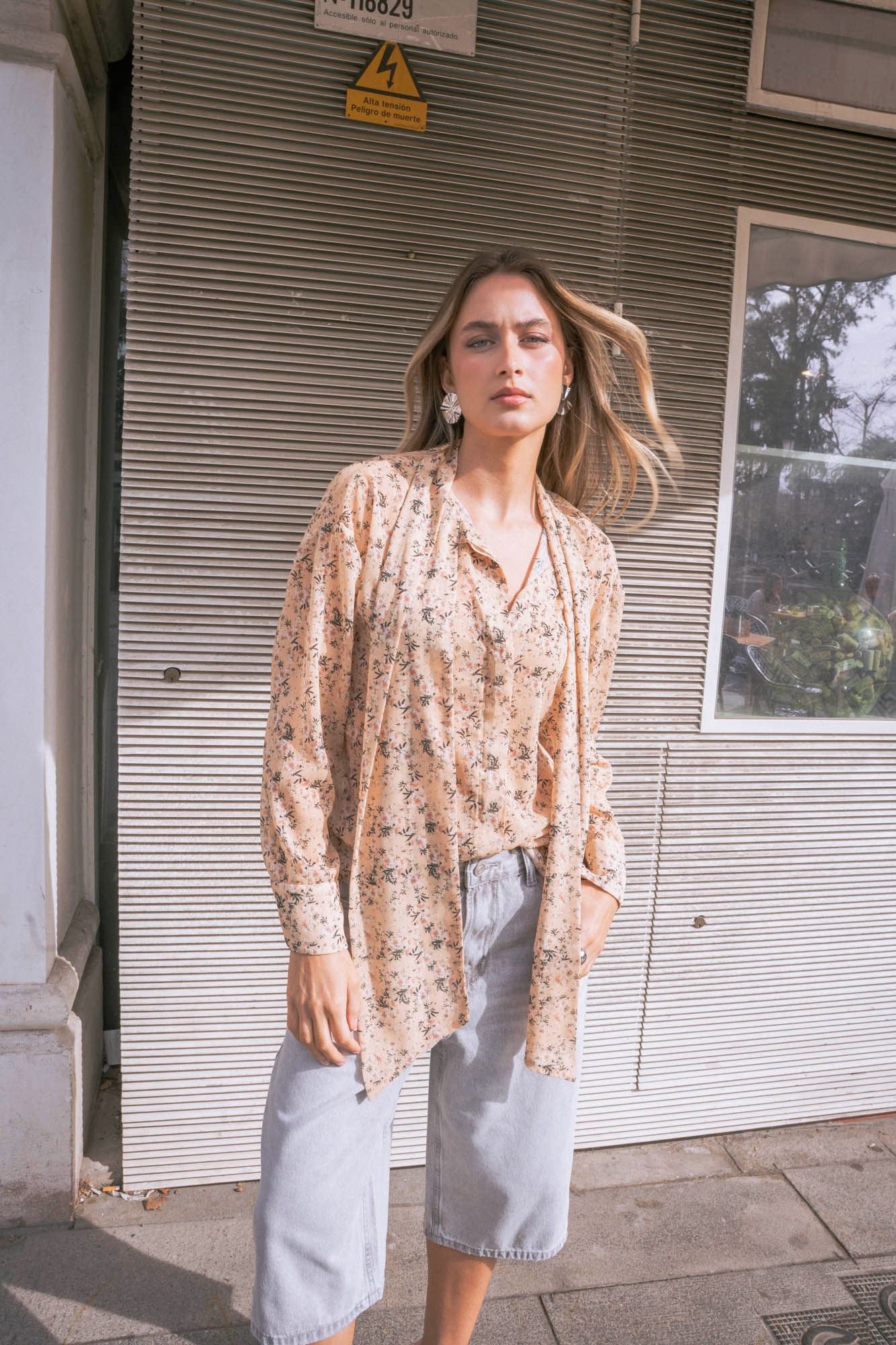 Blusa bambula floral amarilla lazada cuello boho