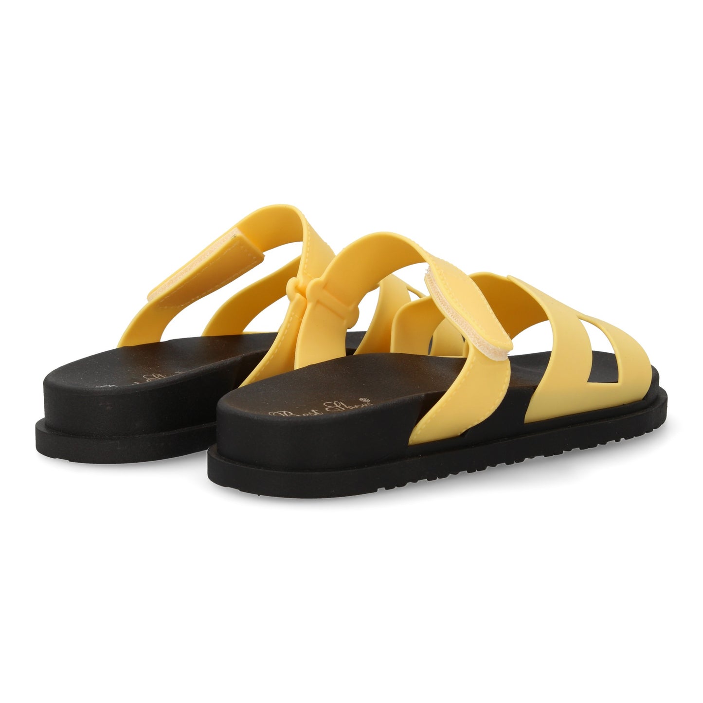 Chanclas Amarillas Mujer Elegantes con Adorno y Velcro