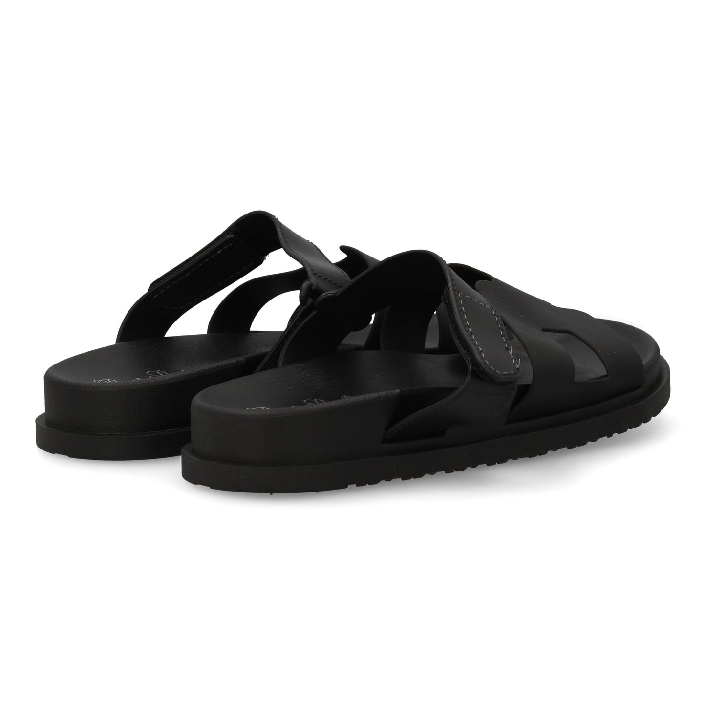 Chanclas Negras Mujer Elegantes con Adorno y Velcro