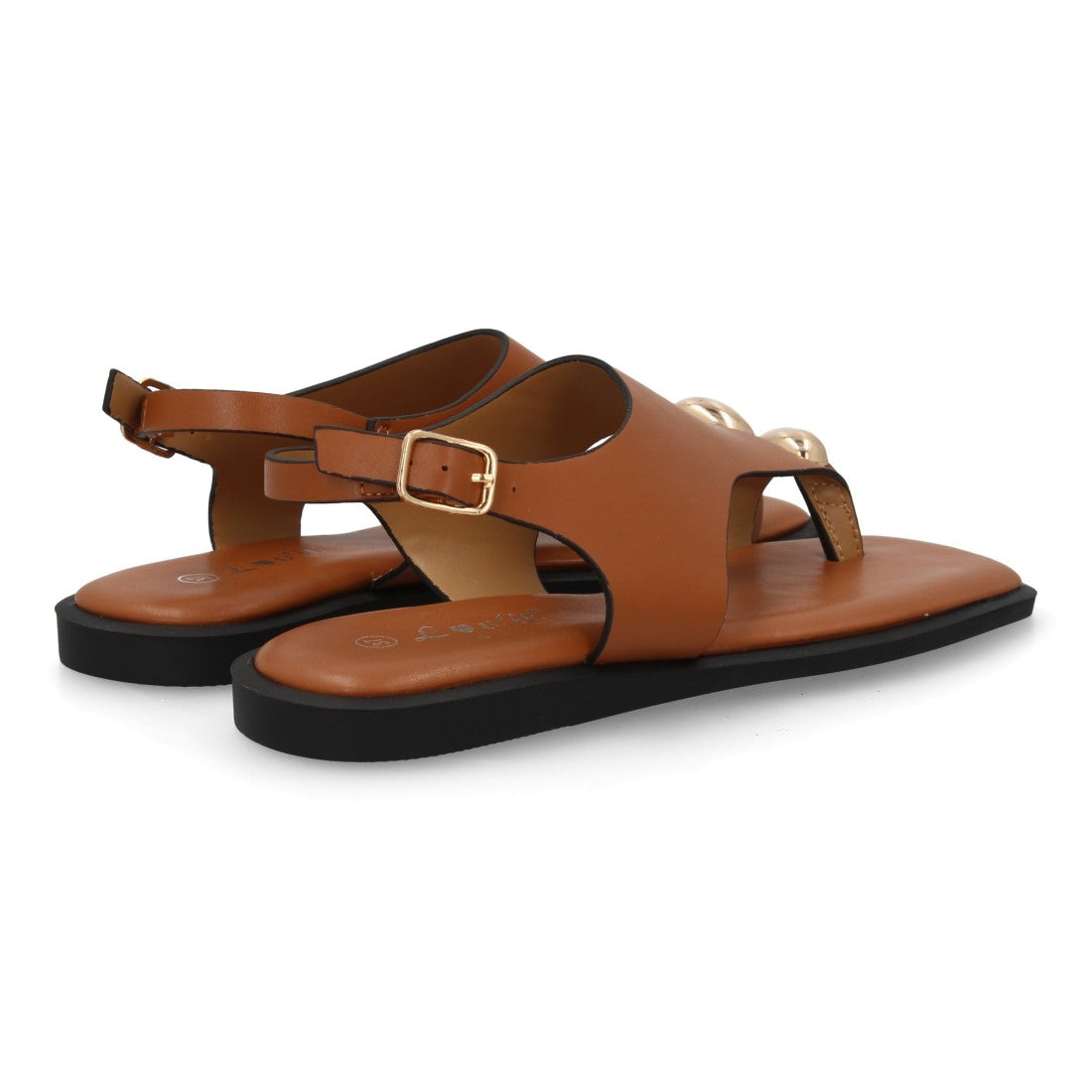 sandalia plana camel pala envolvente mujer