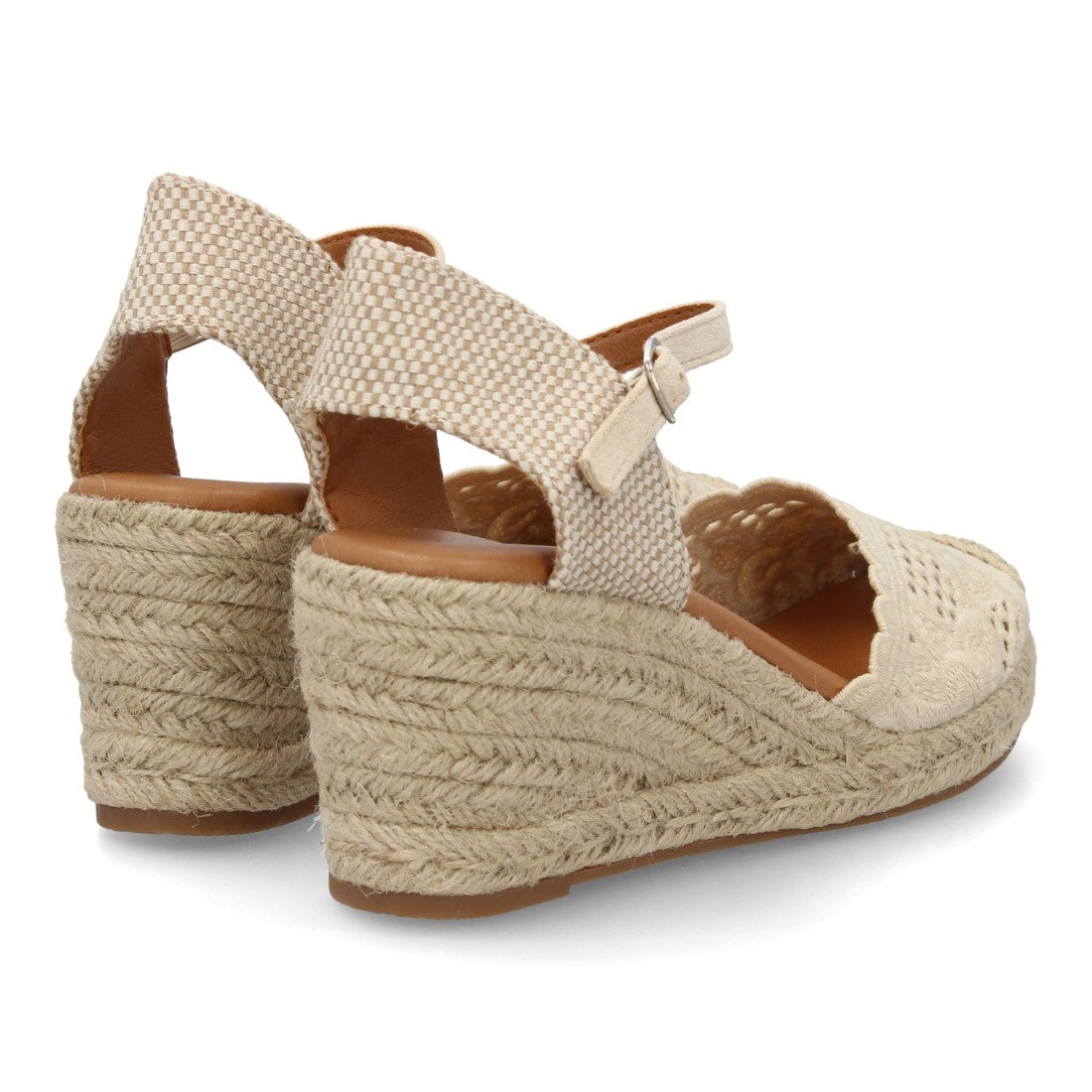 Alpargata cuña esparto beige calada artesanal