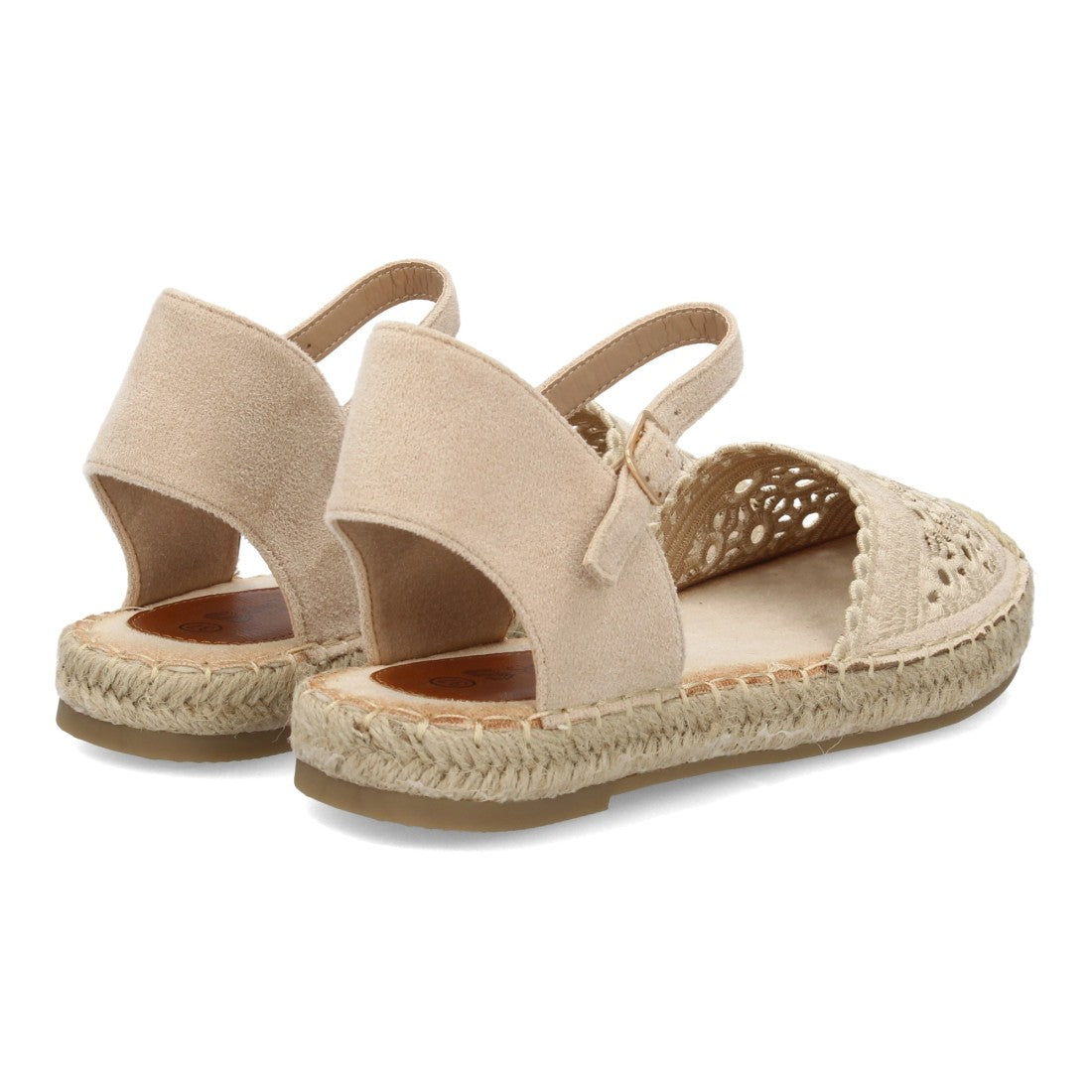 Alpargata plana mujer beige troquelada suela yute