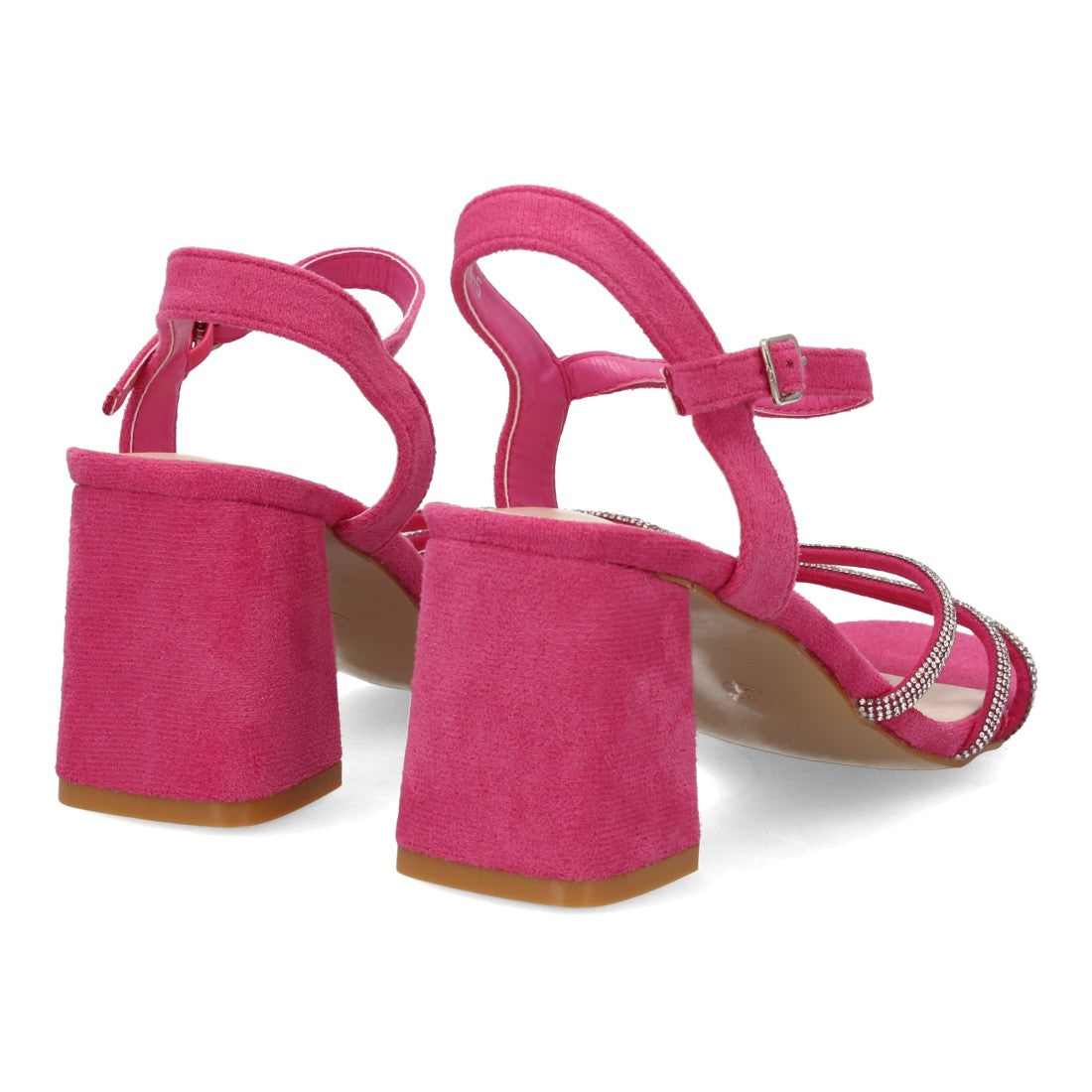 Sandalia tacón rosa brillantes pedrería