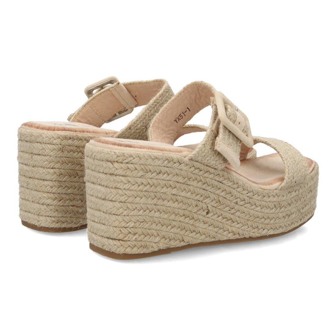 Sandalia cuña alta beige plataforma esparto mujer