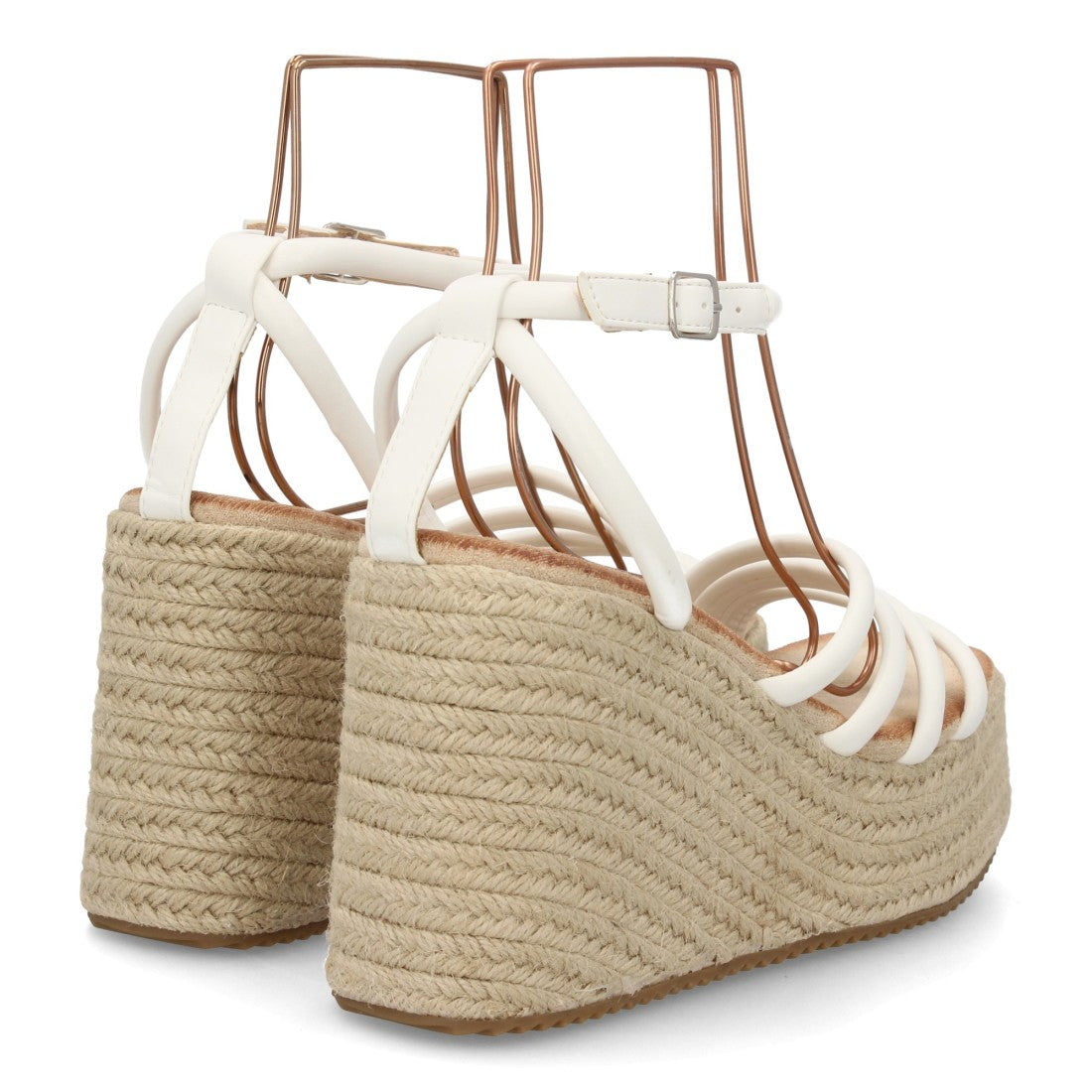 Sandalia cuña blanca esparto tiras mujer