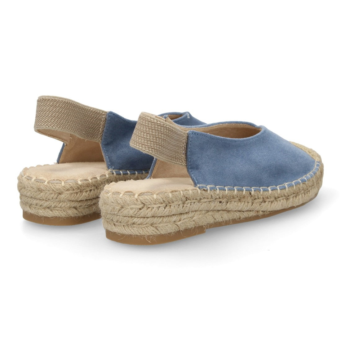 Alpargata plana mujer azul suela yute elástico lona cómoda