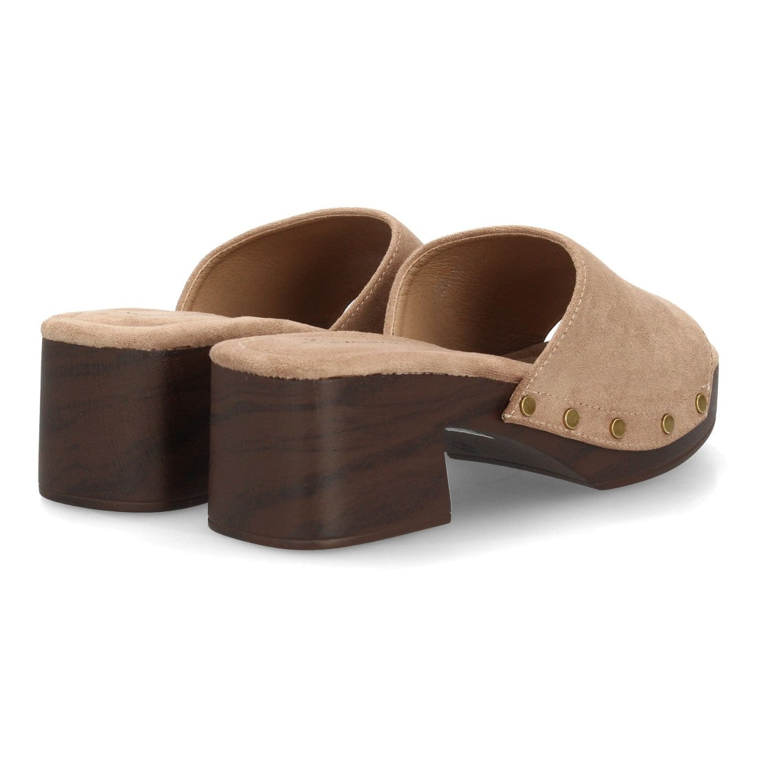 Zueco kaki tacón ancho madera mujer