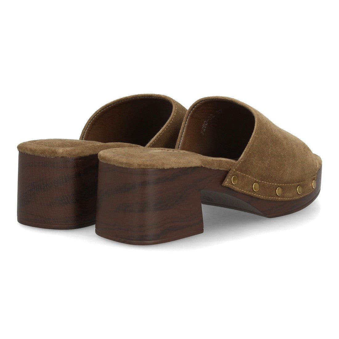 Zueco verde tacón madera mujer
