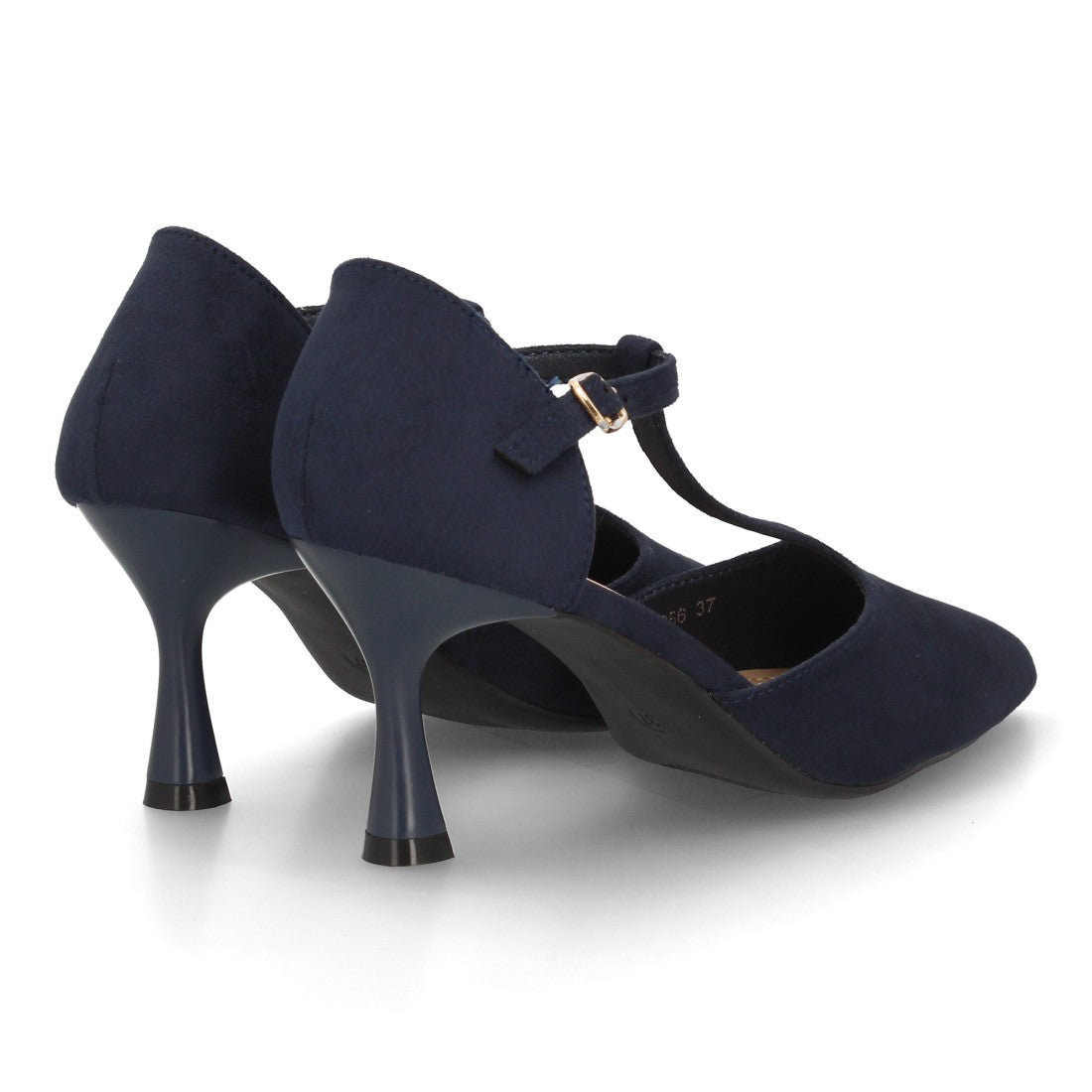 Zapatos De Tacón Medio Con Tira En T Y Cierre De Hebilla Estilo Salón Color Azul en vista principal para mujer