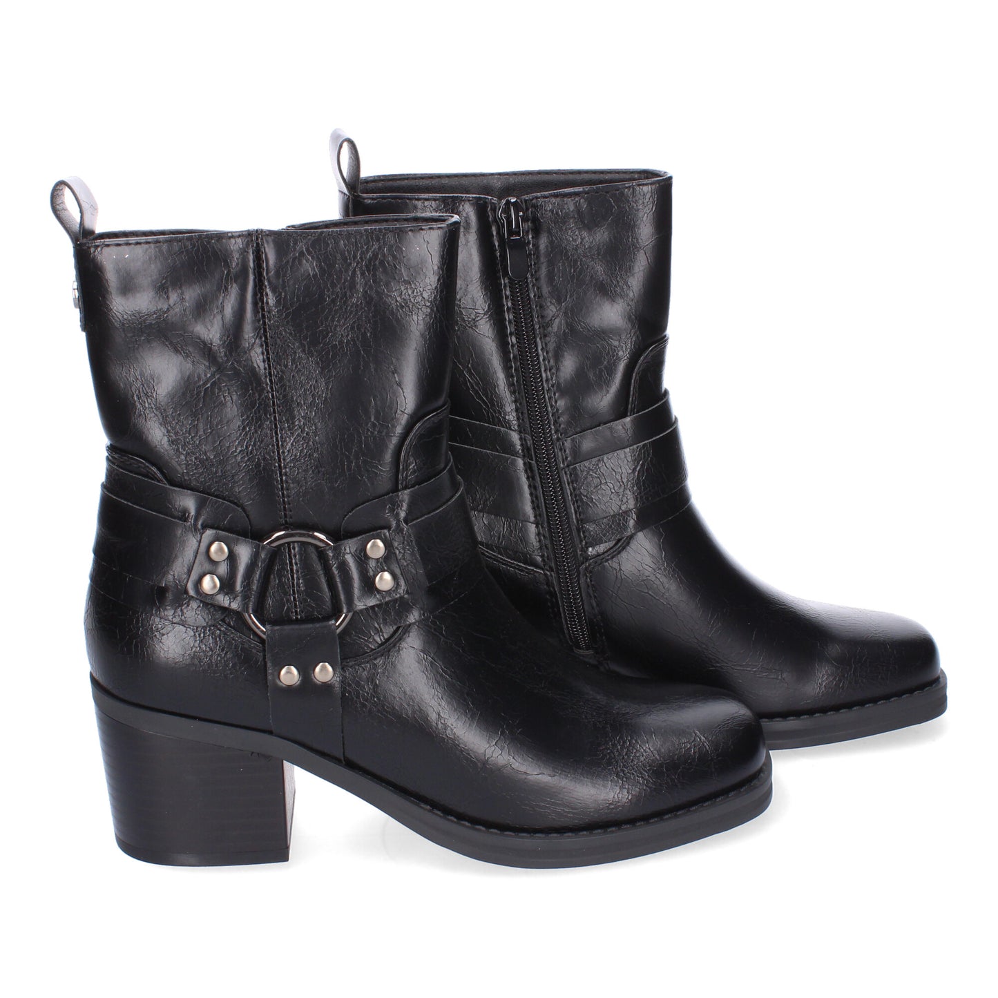 Botines de tacón negros con hebilla