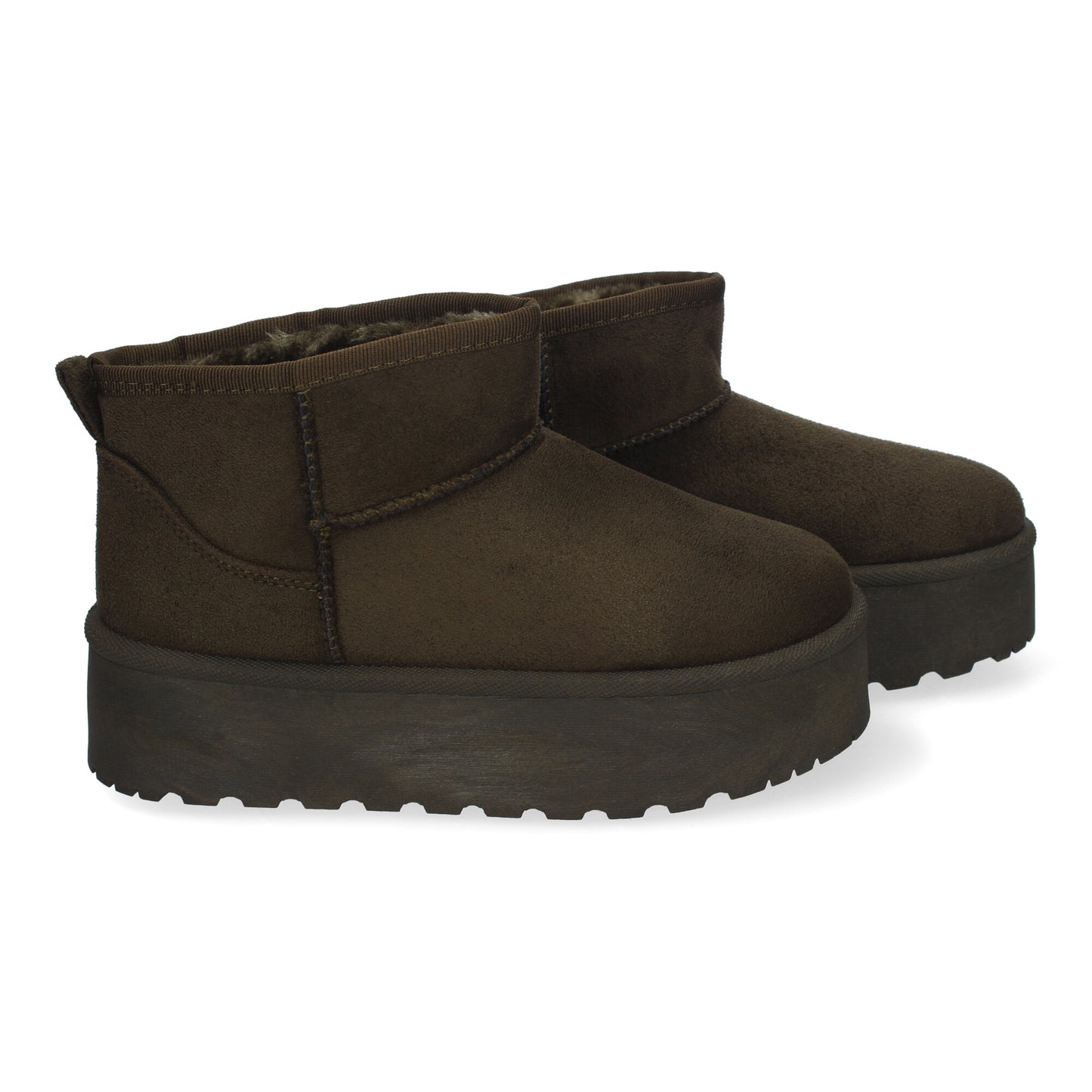 Botín Plano Australiano Verde con Plataforma y Forro de Pelo