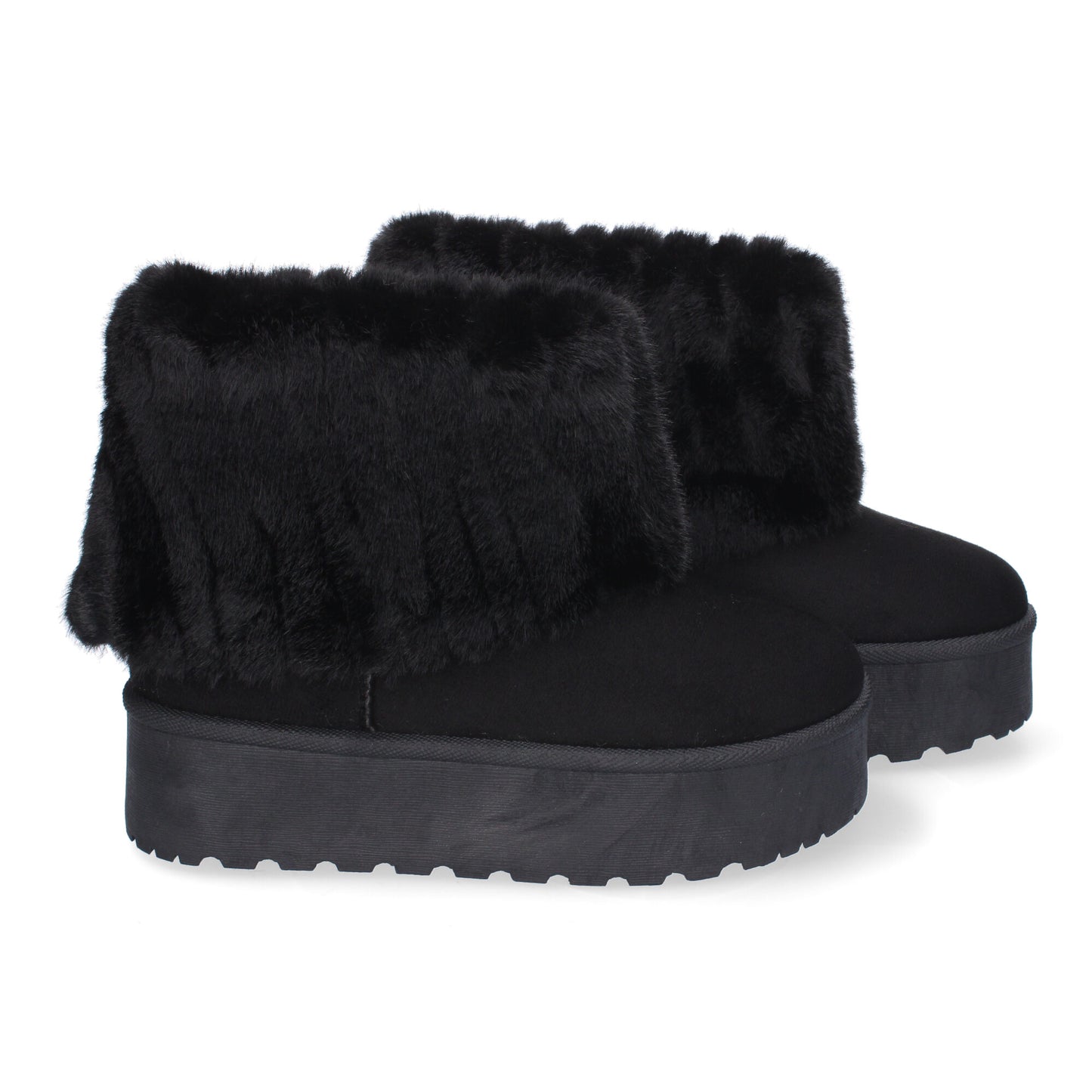 Botín Australiano Negro de Plataforma con Forro de Pelo