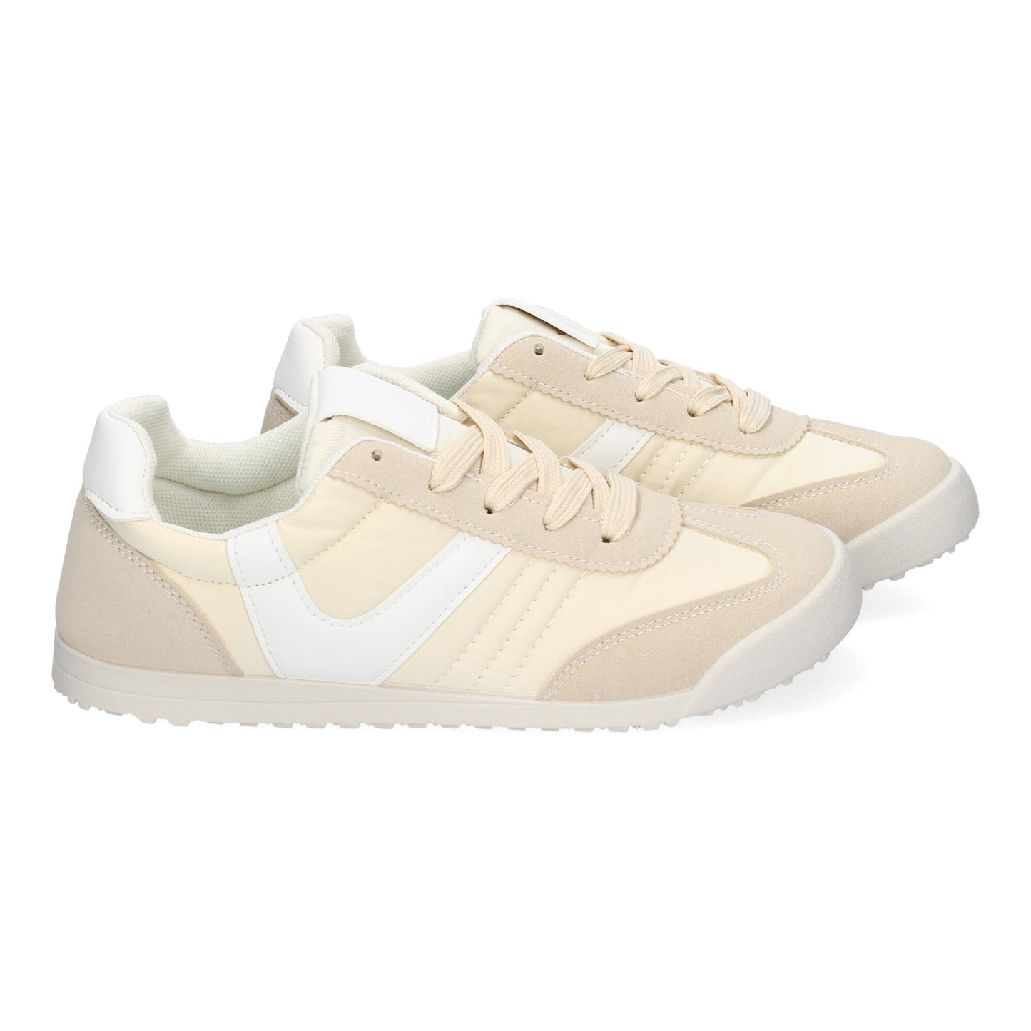 Zapatilla Deportiva Casual Beige Mujer con Detalles de Colores