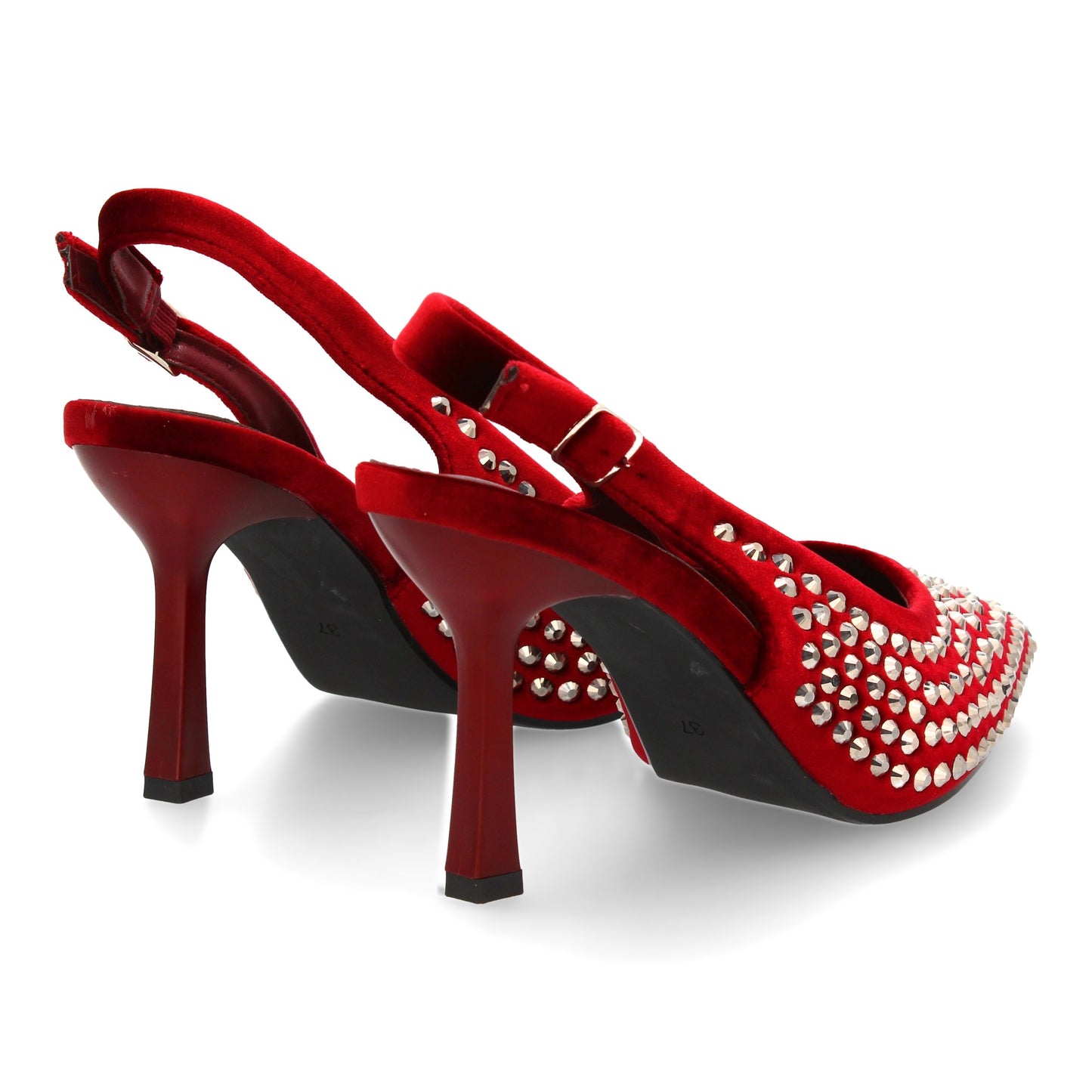 Zapatos de Salón Burdeos con Pedrería, Punta Fina y Tacón Fino