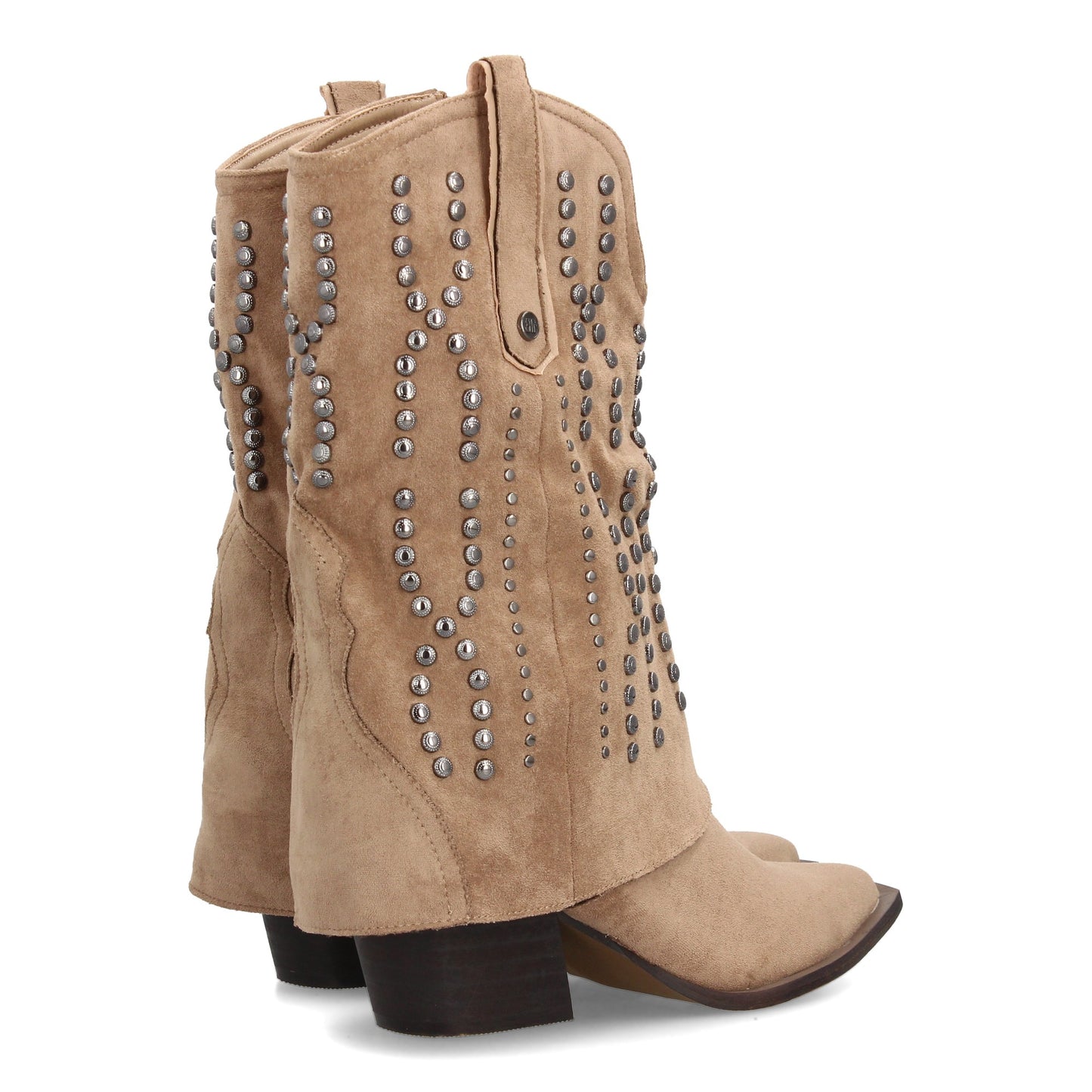 Botín Cowboy Beige con Tachuelas Metálicas - Punta Fina