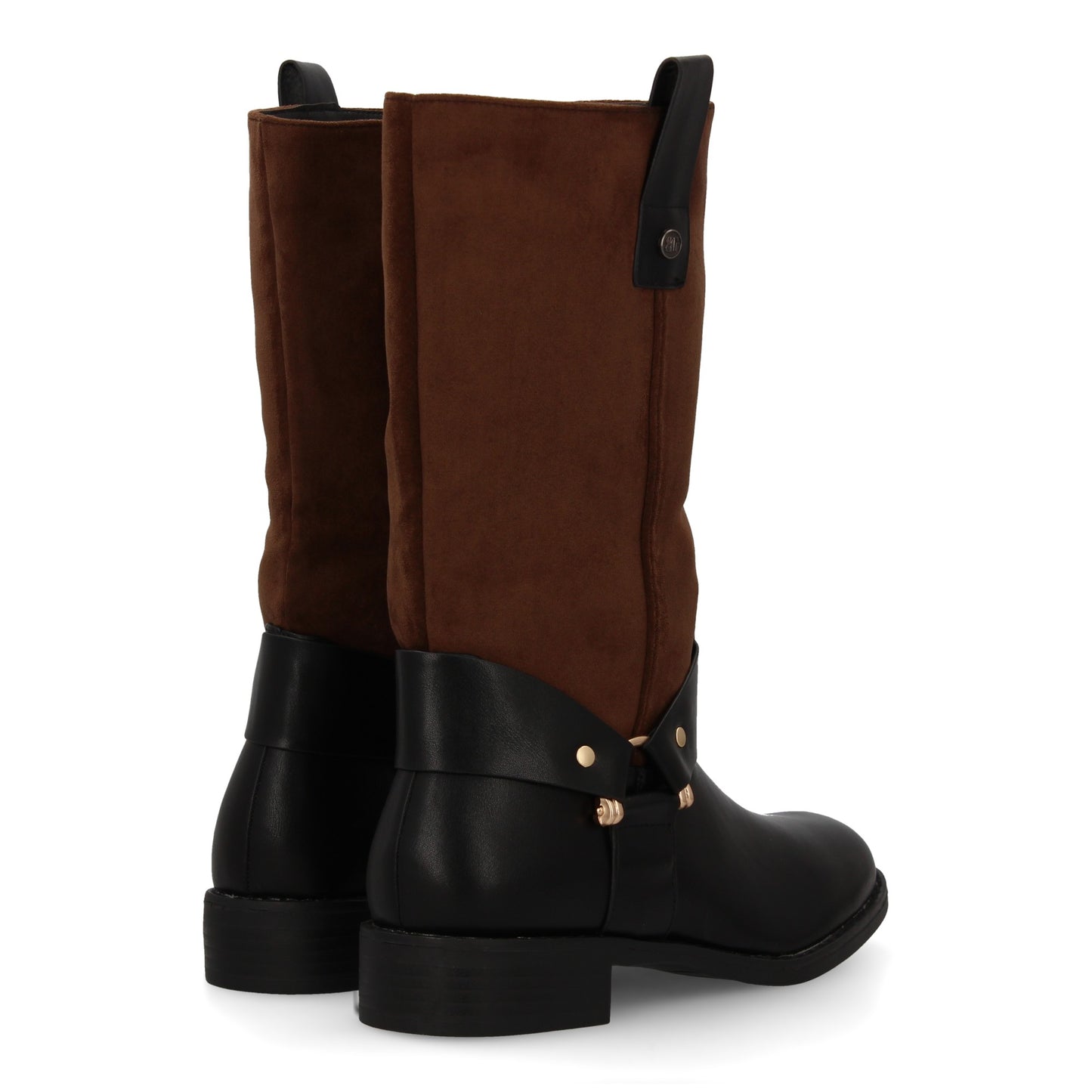 Bota Marrón para Mujer de Doble Textura y Tacón Bajo