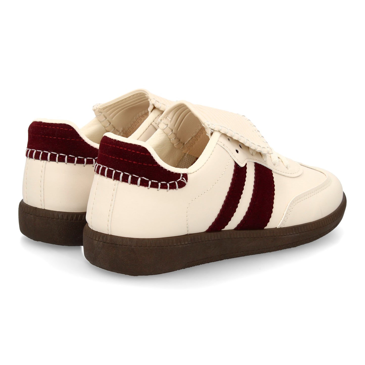 Zapatilla Plana Beige Mujer Estilo Retro con Cordones