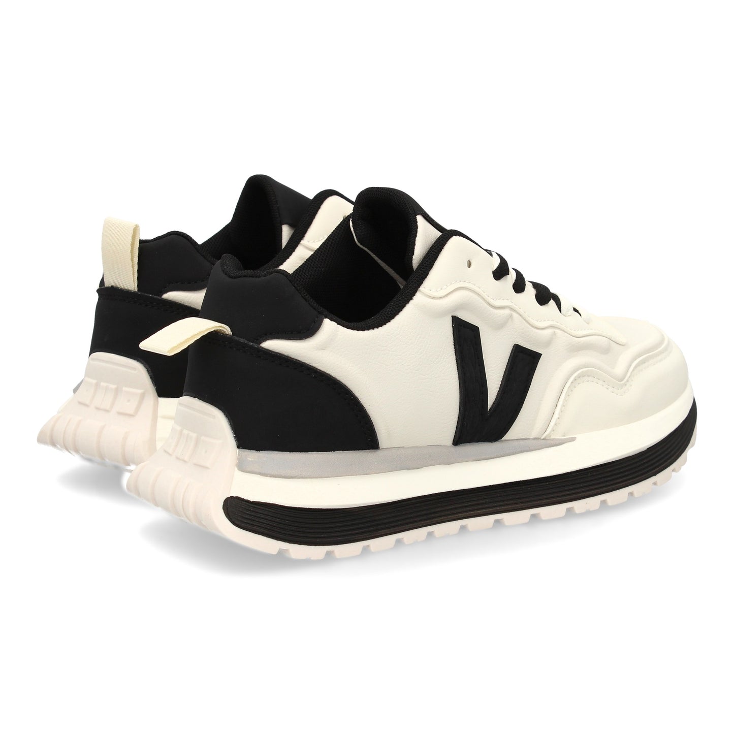 Zapatilla Deportiva Blanca de Hombre con Suela Dentada y Cremallera
