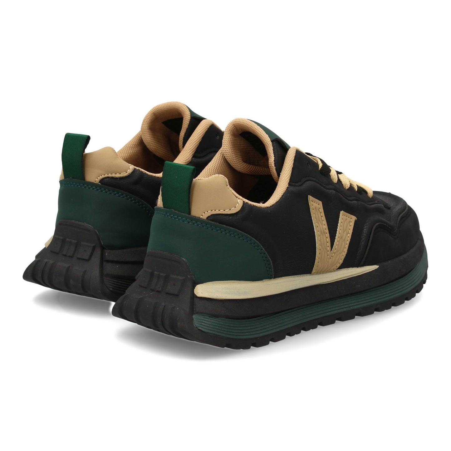 Zapatilla Deportiva Negra de Hombre con Suela Dentada y Cremallera