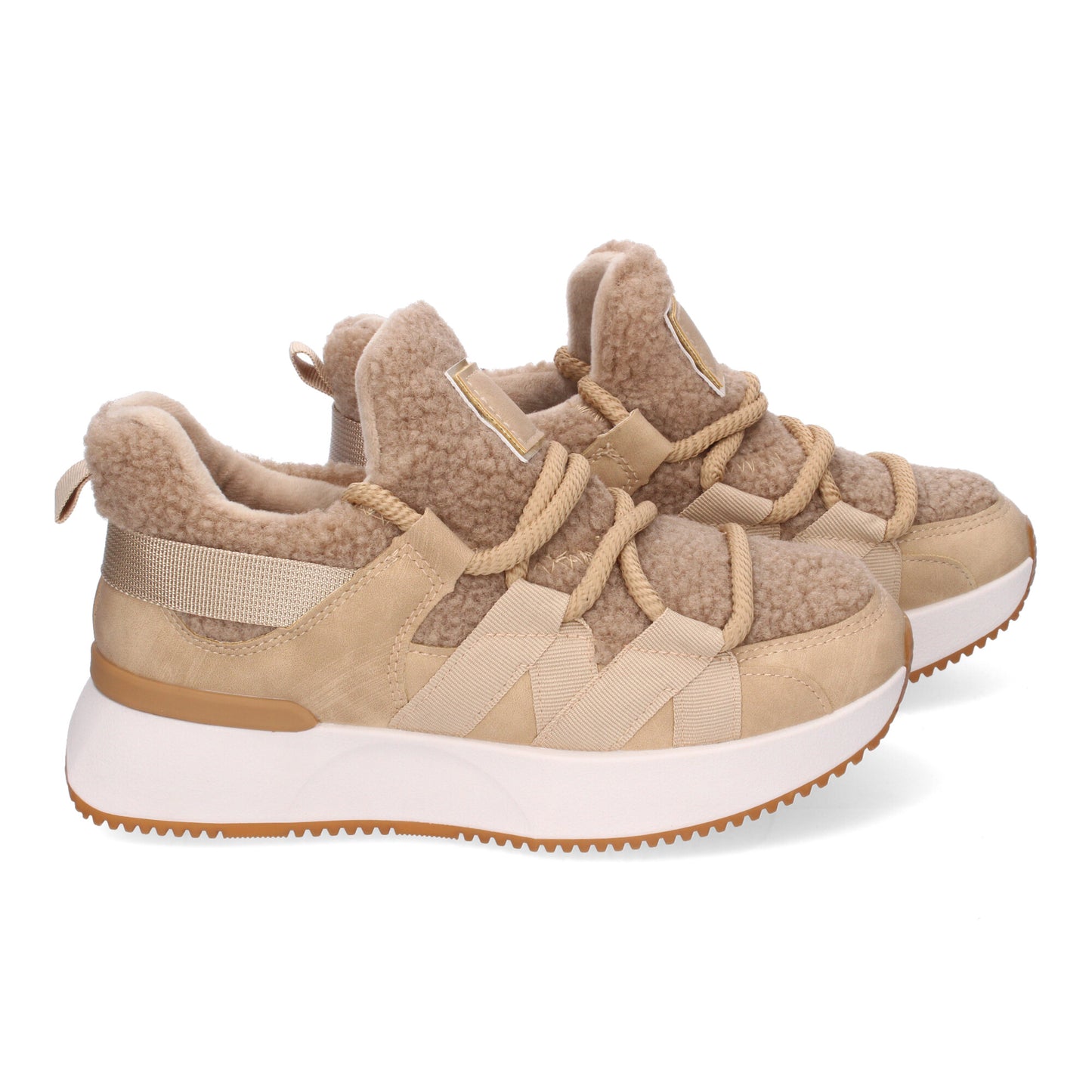 Zapatillas deportivas beige borreguillo