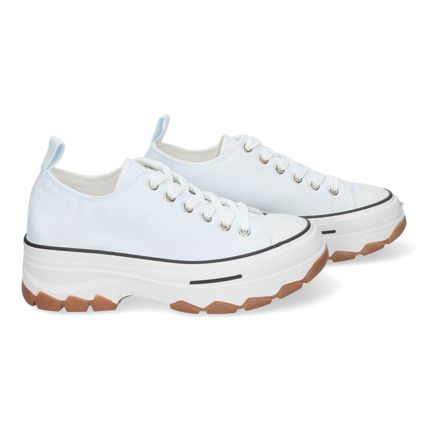 Zapatilla de Plataforma para Mujer Cómoda Estilo Bamba Material de Lona y Cierre de Cordones