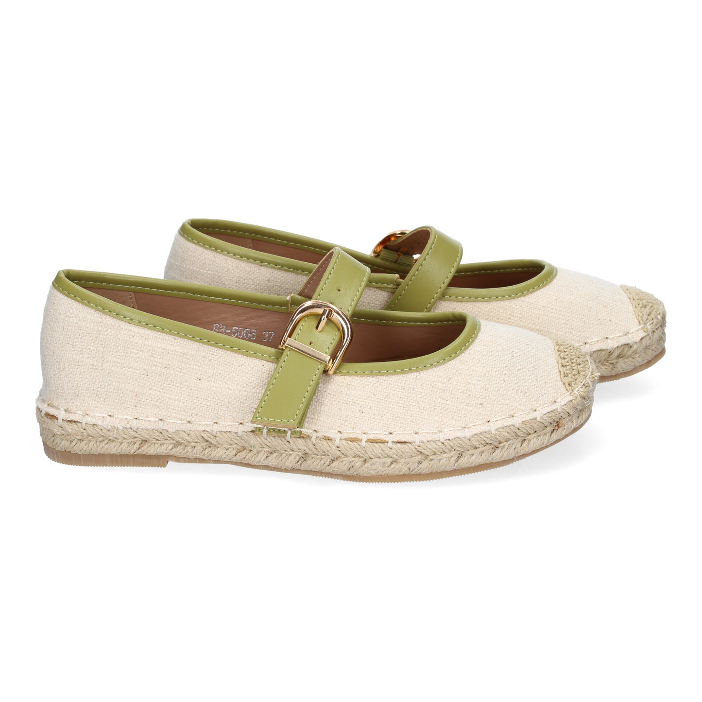 Bailarina Alpargata Verde de Mujer con Yute y Puntera Bordada