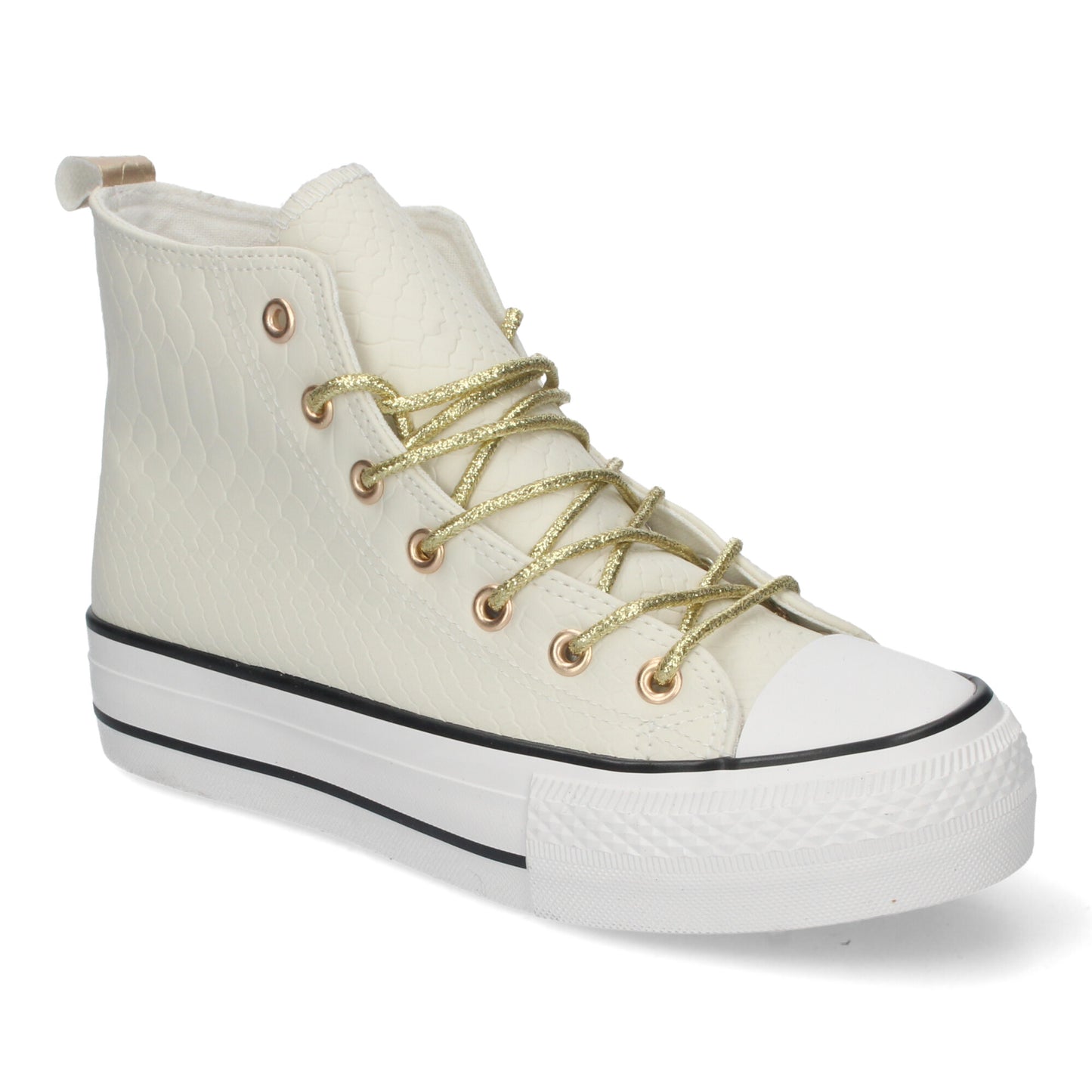 Zapatilla Abotinada Plana para Mujer Cómodas y Elegantes Puntera Redonda Estilo Bamba y Cierre de Cordoneras color Blanco