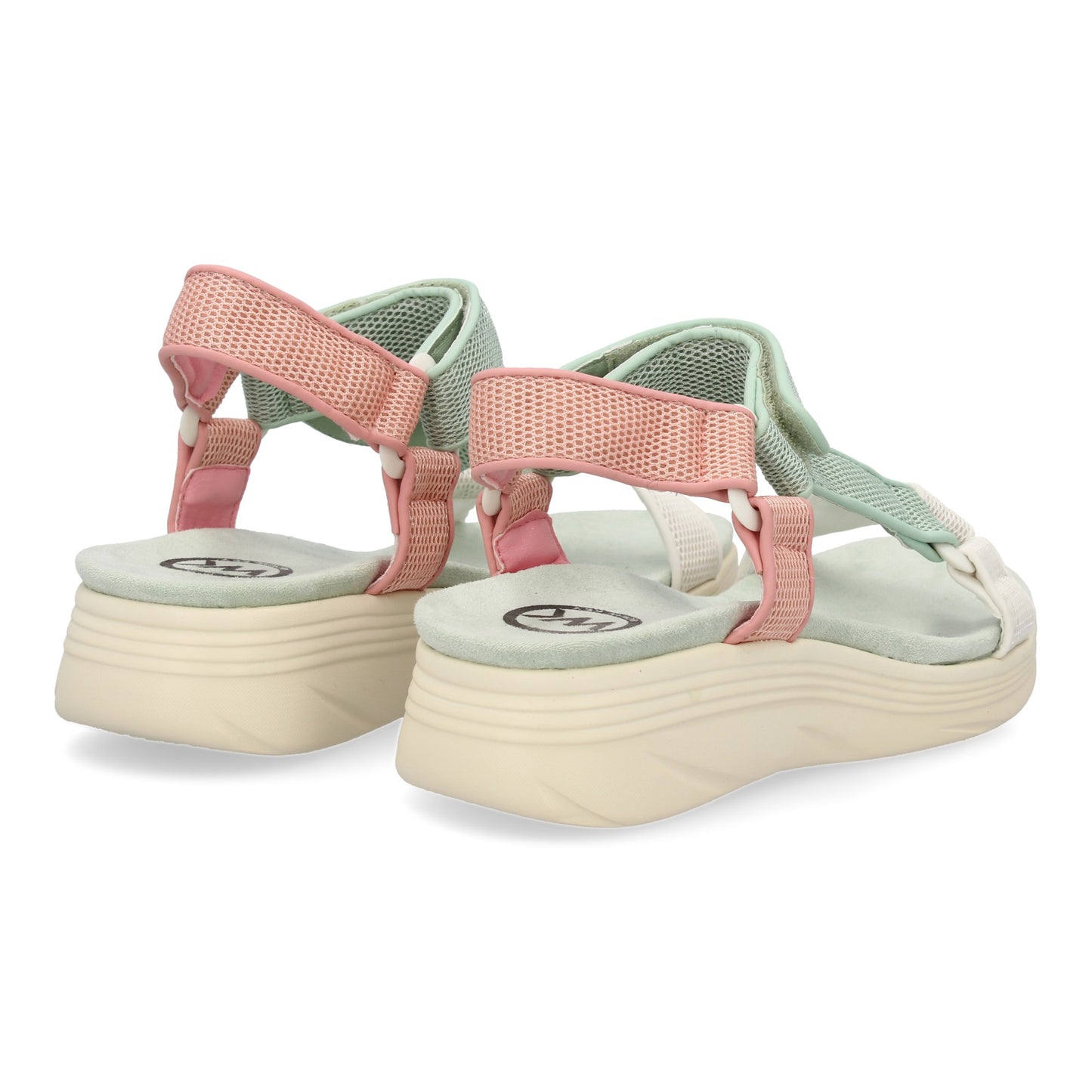 Sandalia Plana Verde con Velcro y Tiras Cruzadas