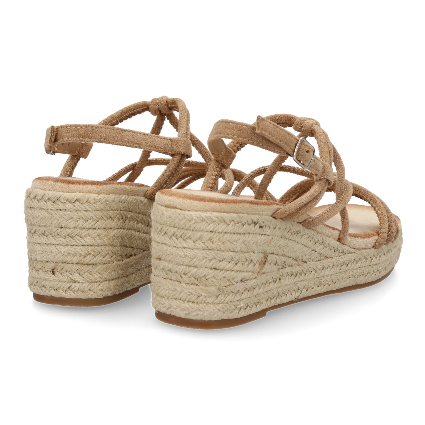 Sandalias de Cuña de Yute Kaki - Tiras Cruzadas