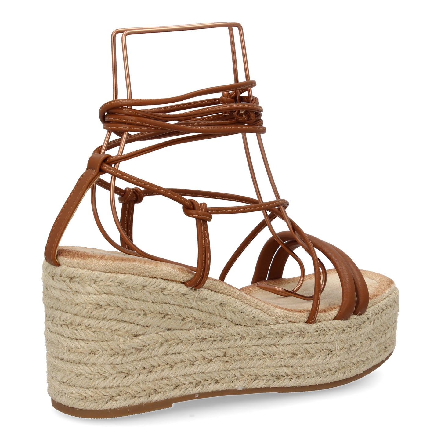 Sandalia de Cuña de Yute Camel - Cordones al Tobillo