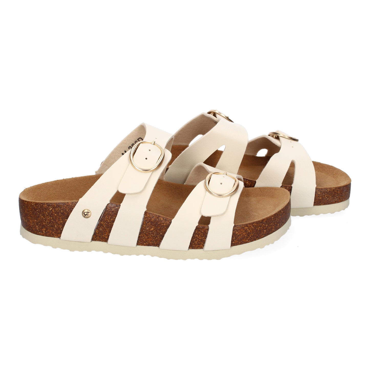 Sandalias Bio Planas Mujer Beige Doble Hebilla Cómodas y Elegantes
