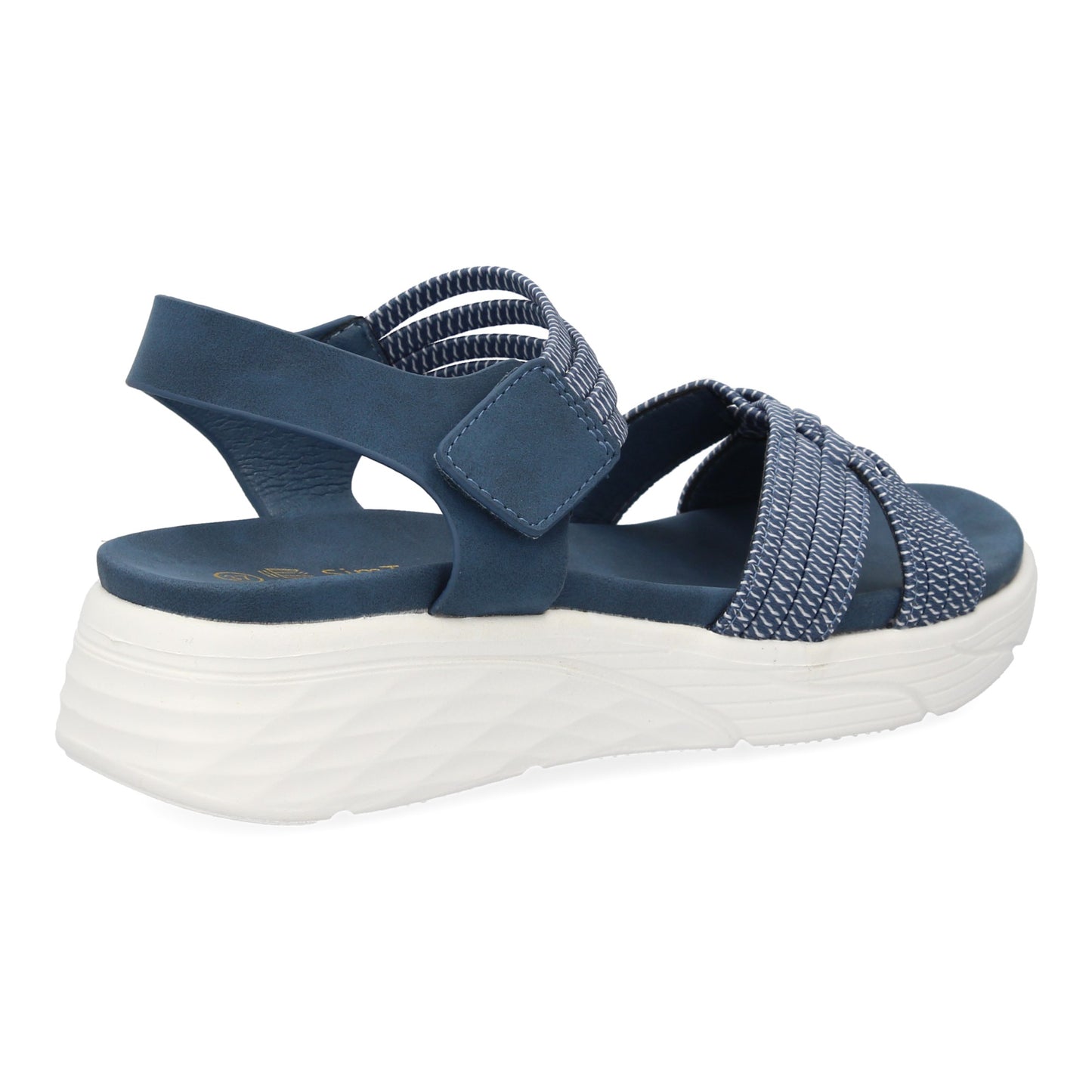 Sandalias Planas Azules con Tiras Elásticas Trenzadas y Velcro