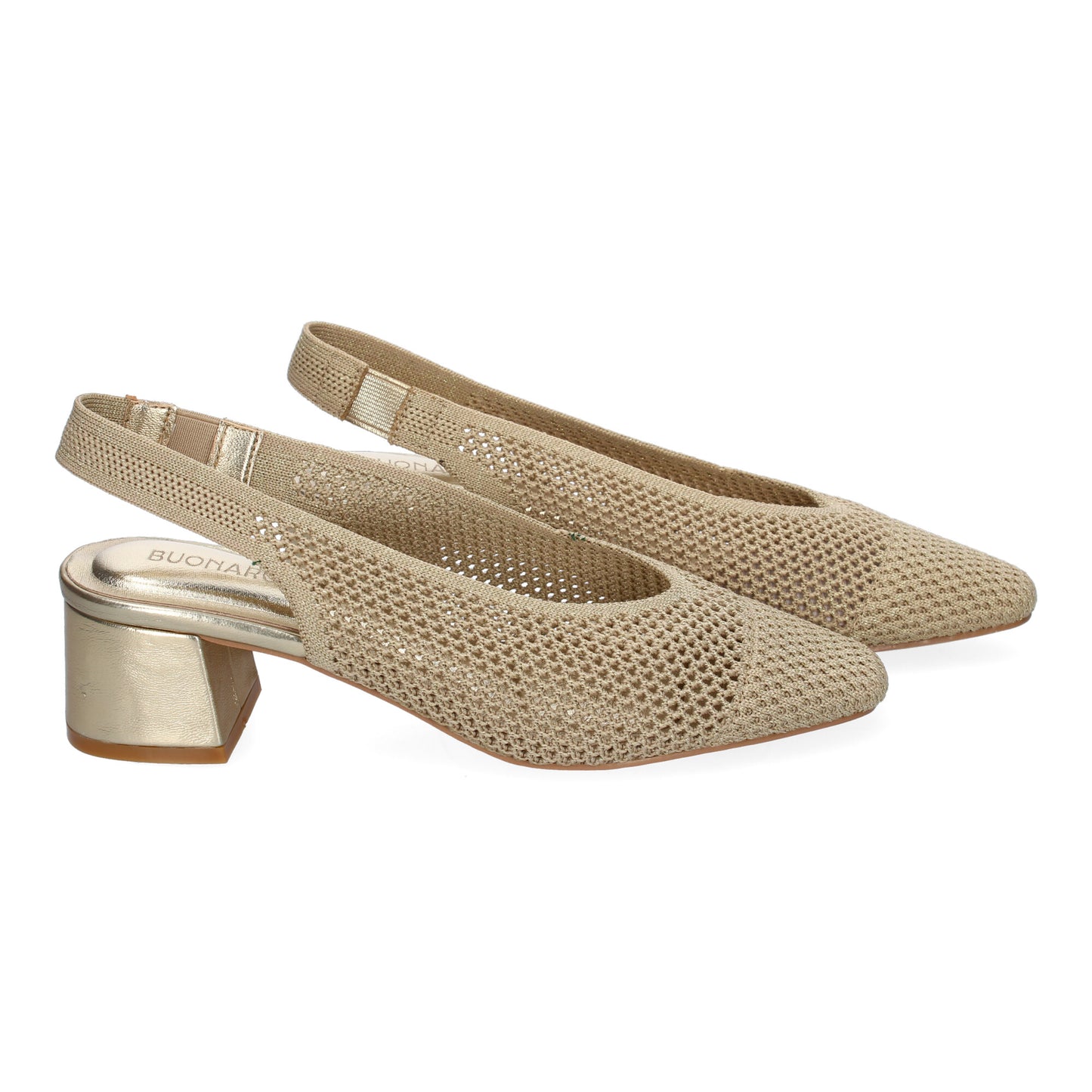 Zapato de Tacón Oro Estilo Salón - Punta Fina y Calados