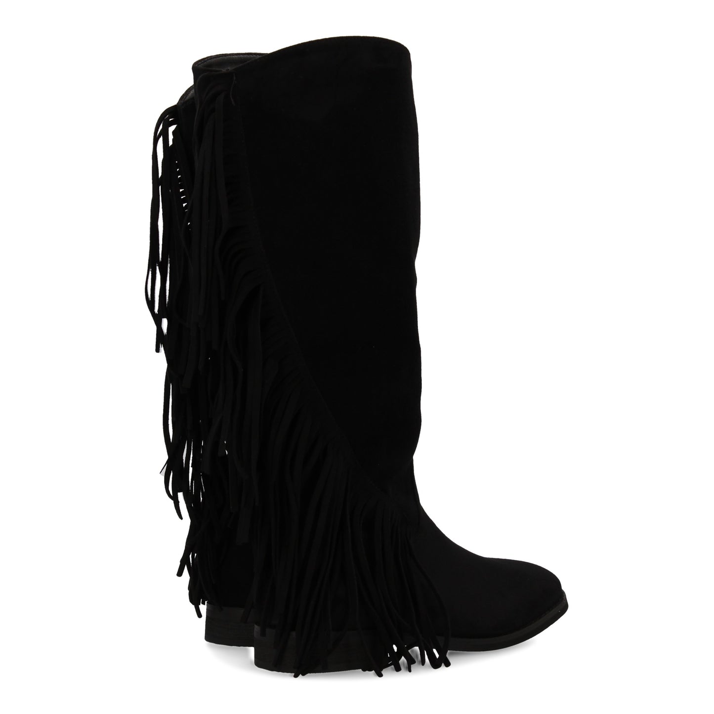 Bota Cowboy Plana Negra con Flecos y Cremallera