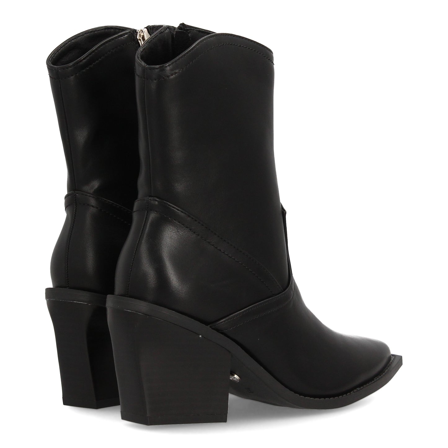 Bota Cowboy Negra Minimalista con Tacón Ancho Cómodo