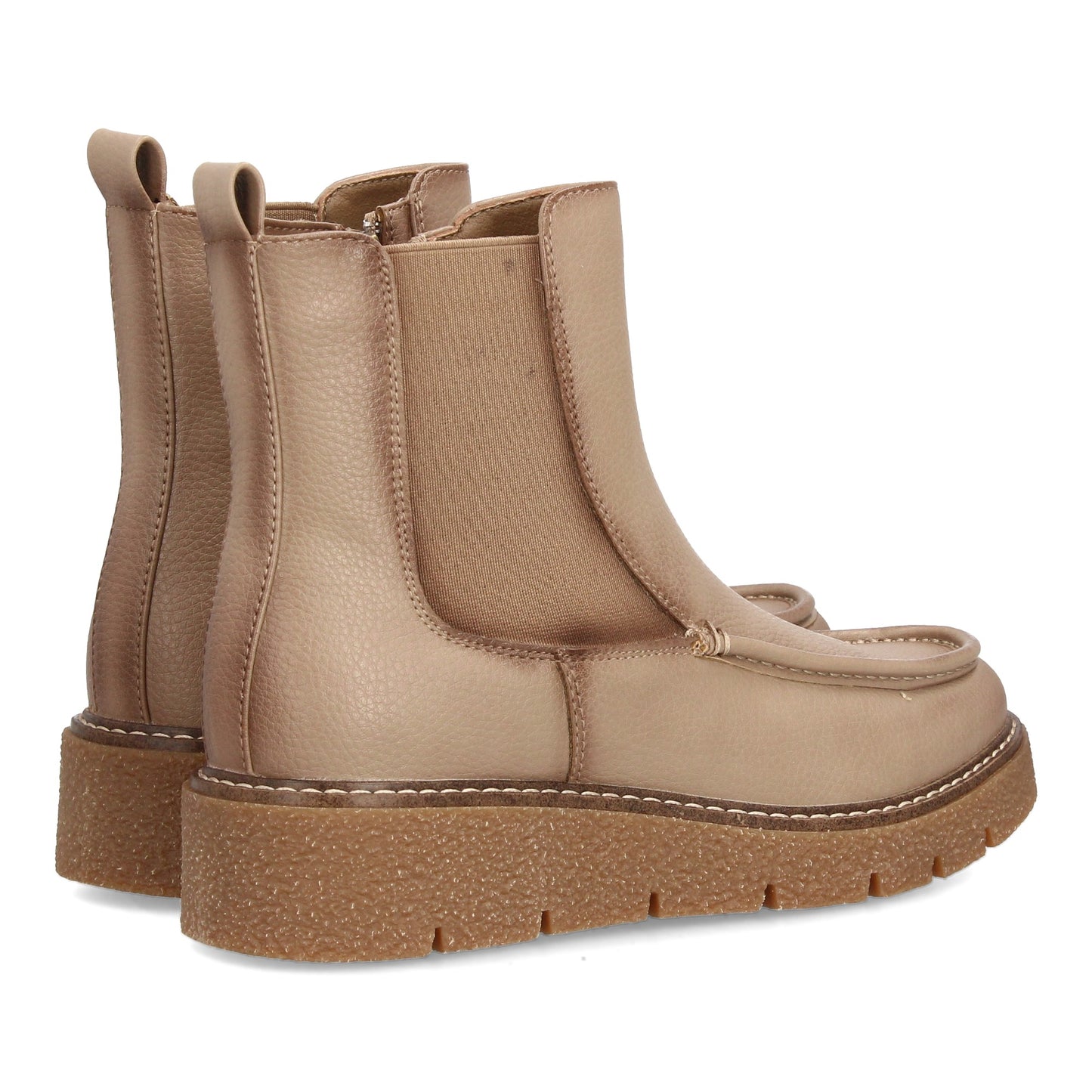 Bota Chelsea Beige con Cuña - Paneles Elásticos y Cremallera