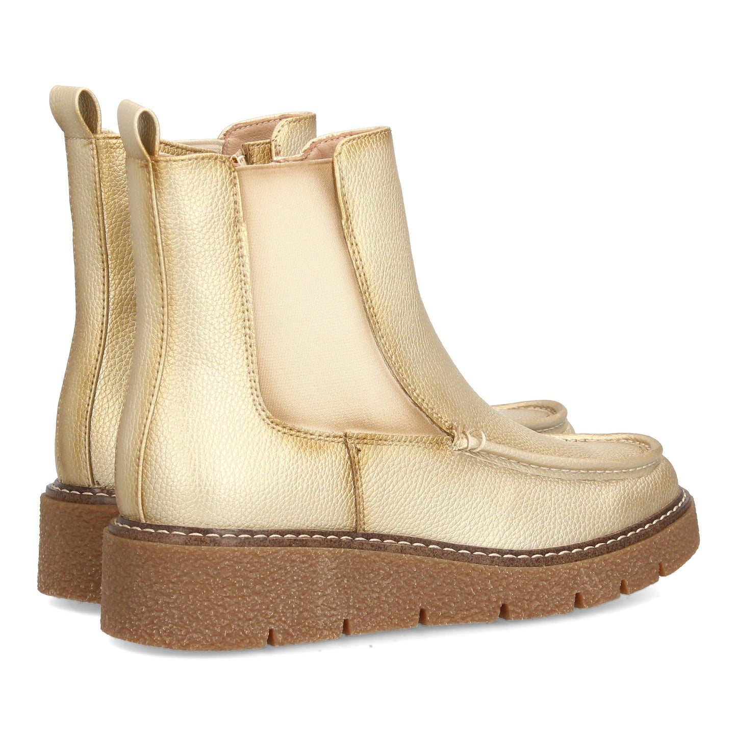 Bota Chelsea Oro con Cuña - Paneles Elásticos Metálicos