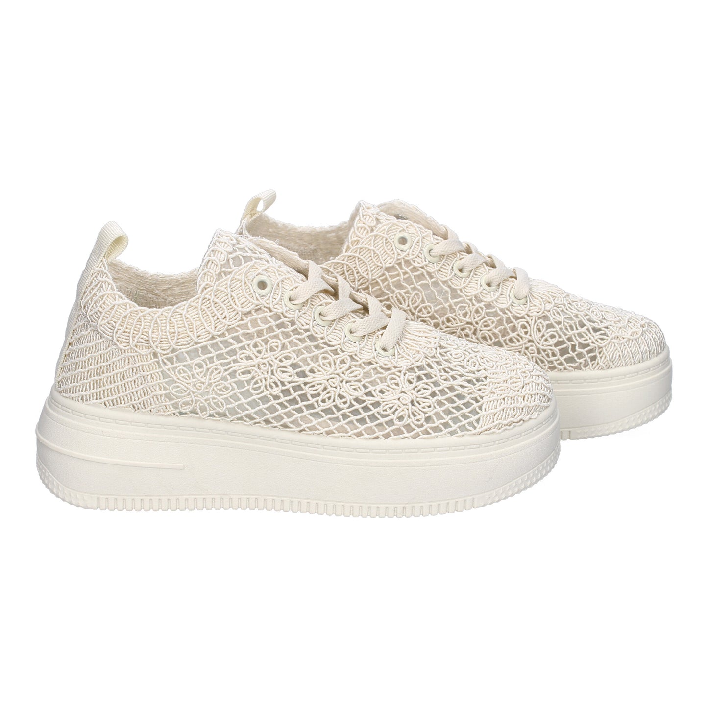 Zapatillas Casual Beige de Encaje Floral - Primavera/Verano