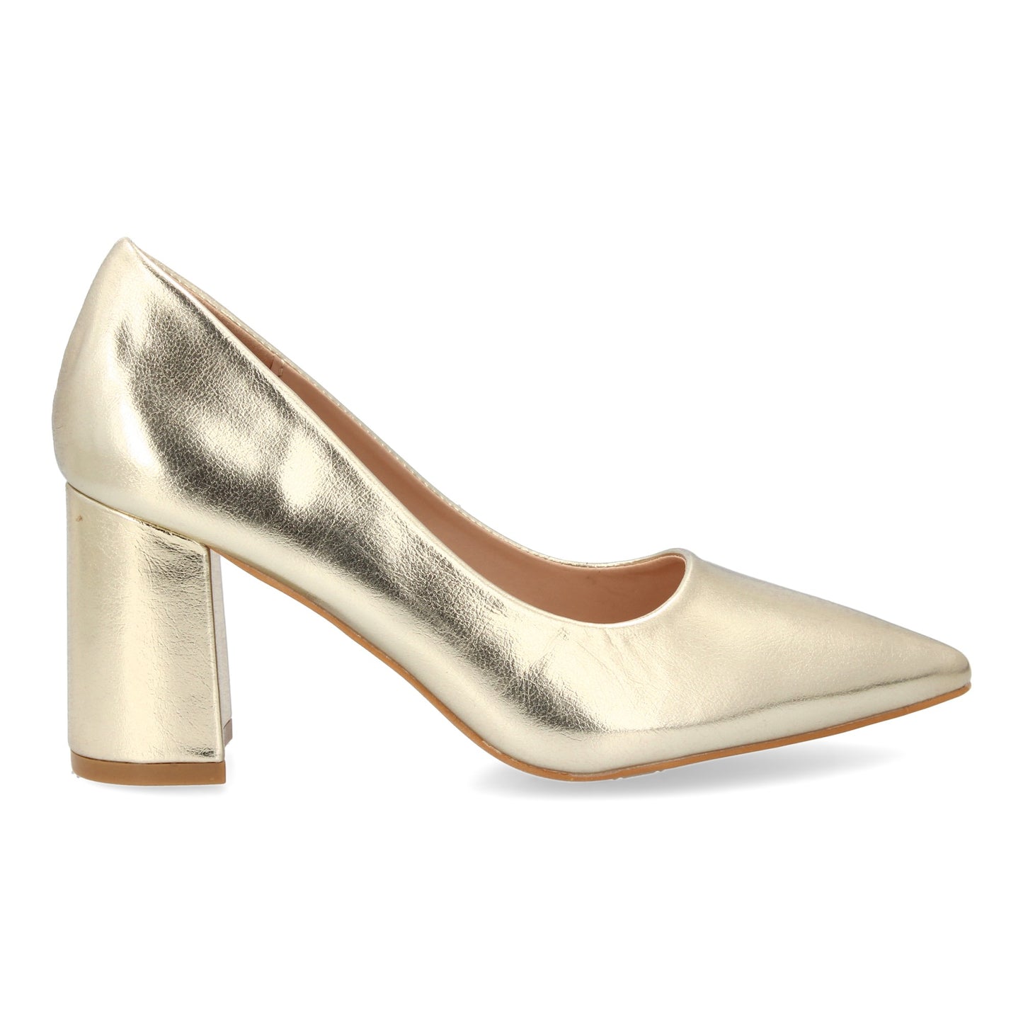 Zapato de Tacón Estilo Salón para Mujer Color Oro Punta Fina