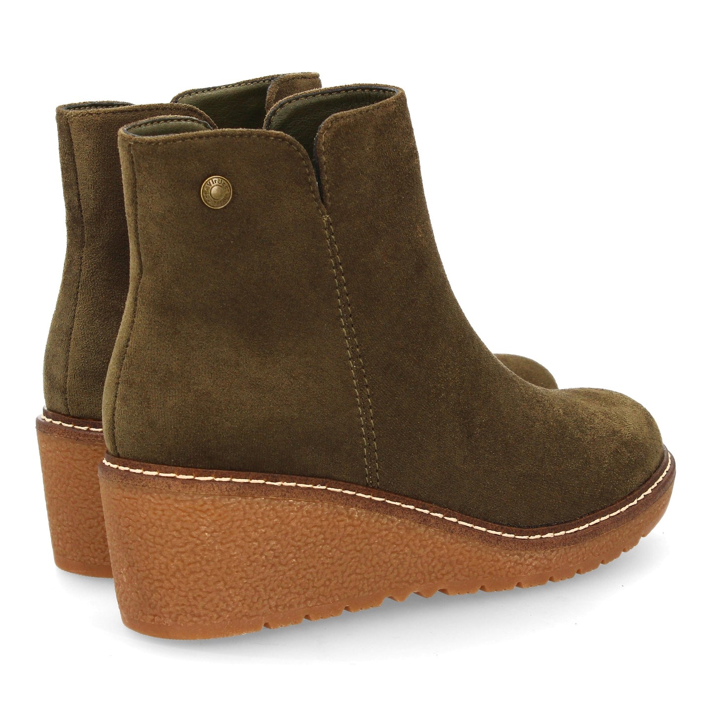 Botín de Cuña Verde Liso para Mujer - Uso Diario Otoño Invierno