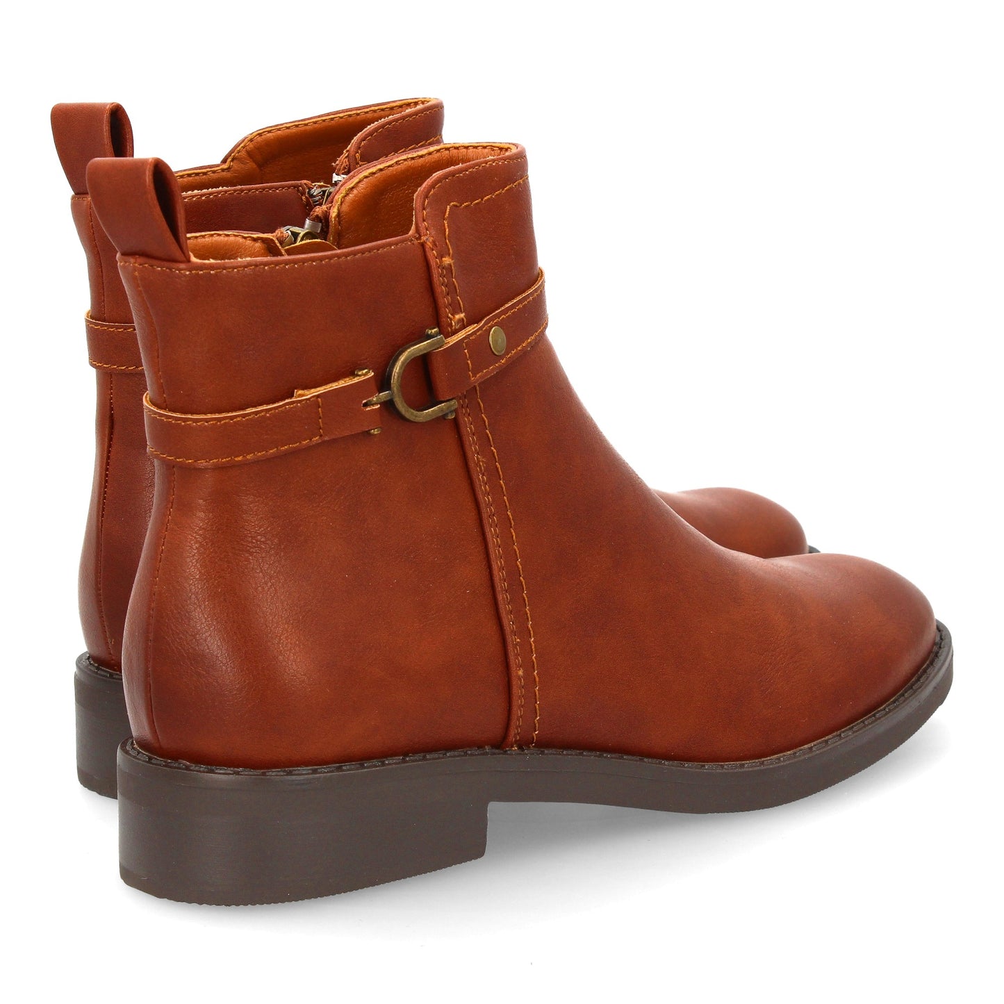 Botín Plano Mujer Camel con Hebilla - Otoño Invierno