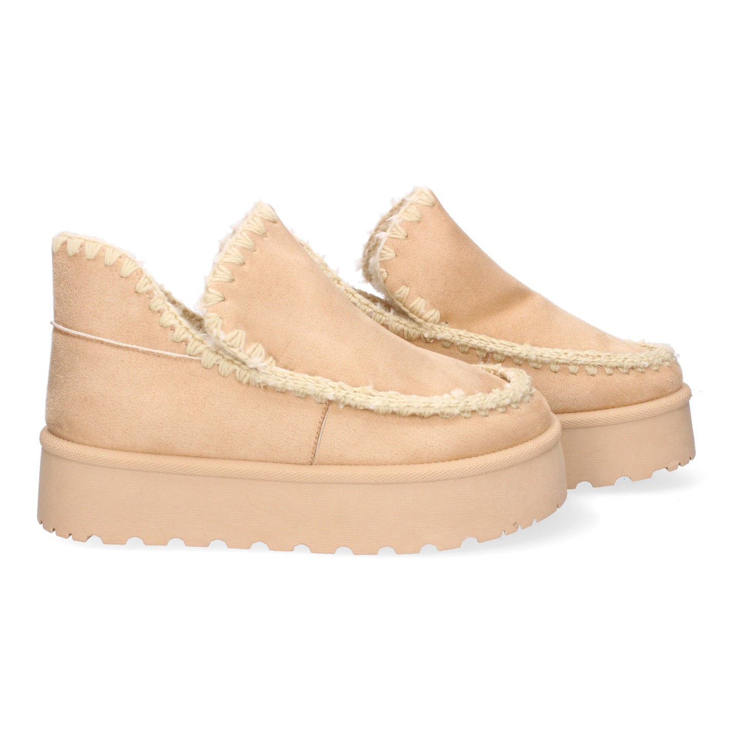 Botín plataforma beige borreguillo