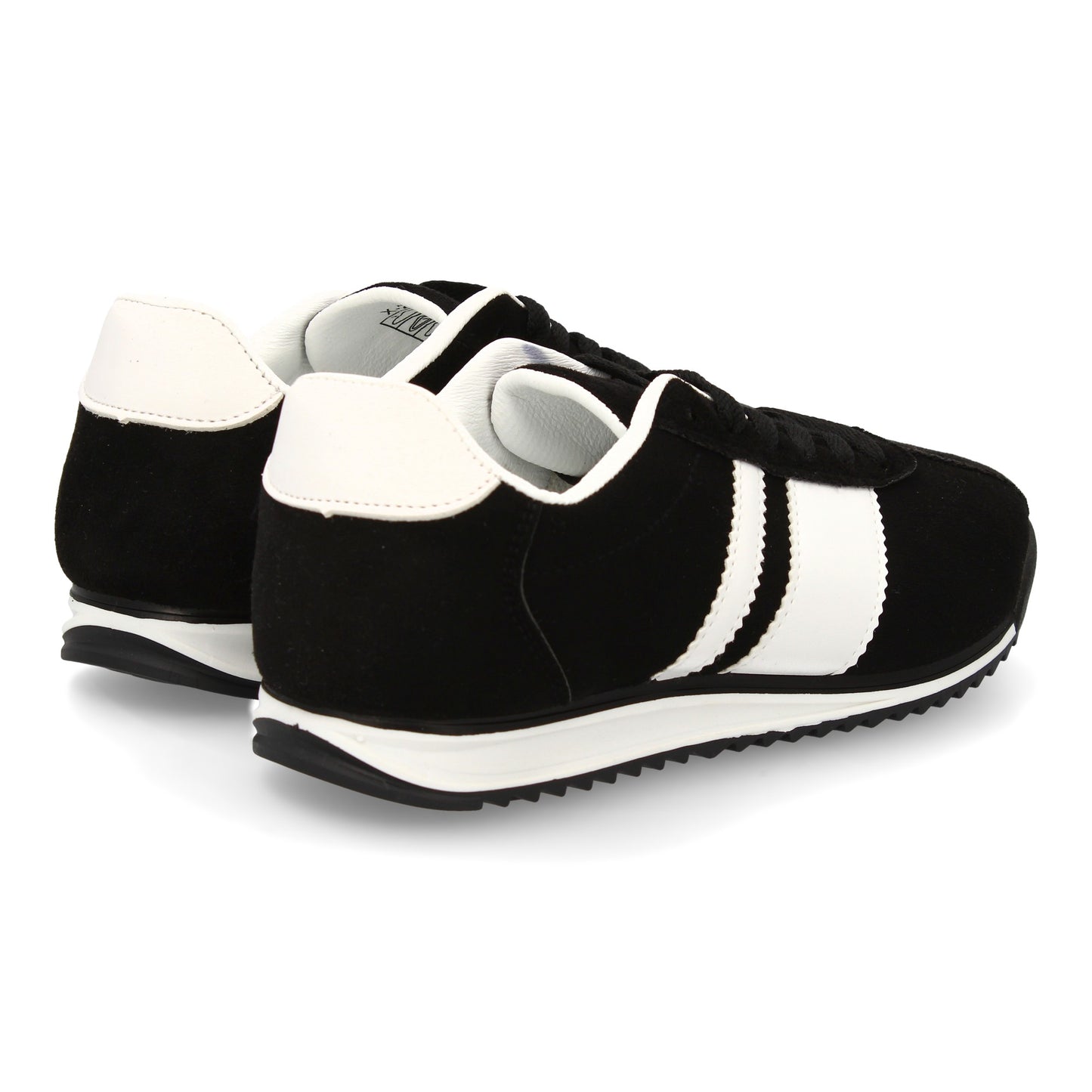 Zapatilla Plana Mujer Negra - Diseño Retro con Suela Dentada