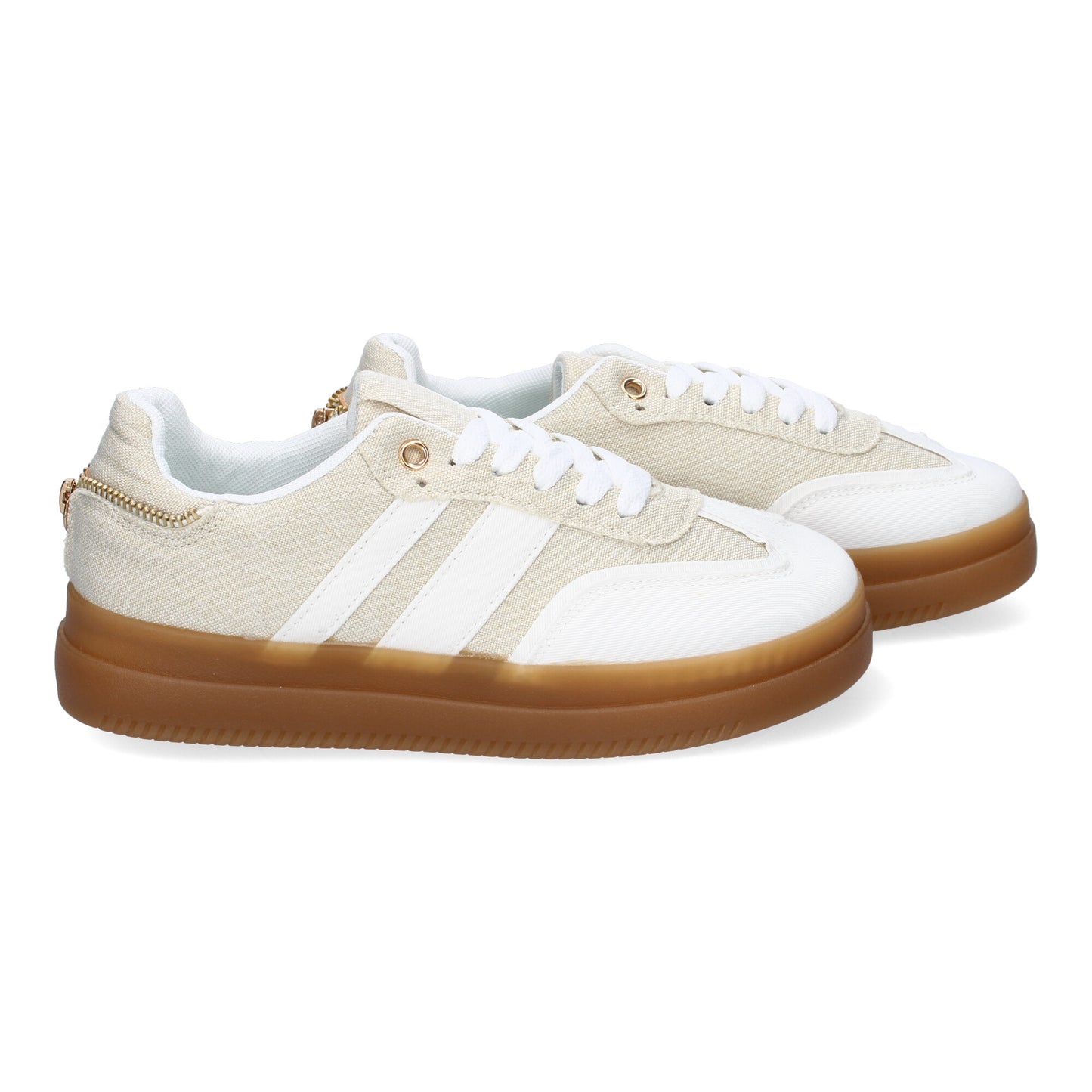 Zapatillas Casual de Mujer Cómodas y Elegantes Beige con Cremallera