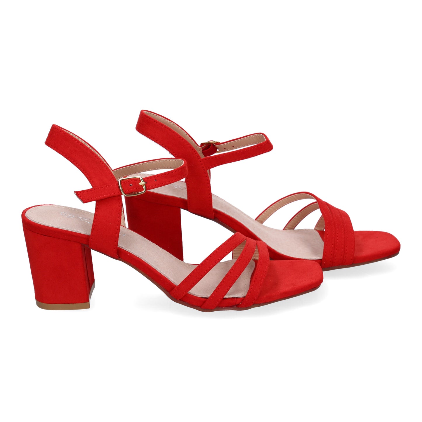 Sandalia de Tacón para Mujer Cómoda Roja Verano - Talón Abierto