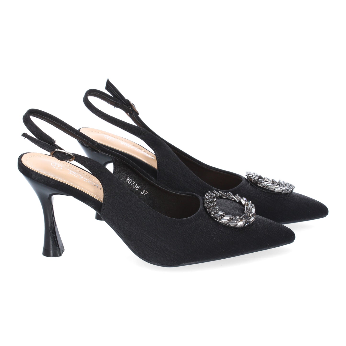 Zapatos de Salón Mujer Negro Elegantes con Adorno Brillante