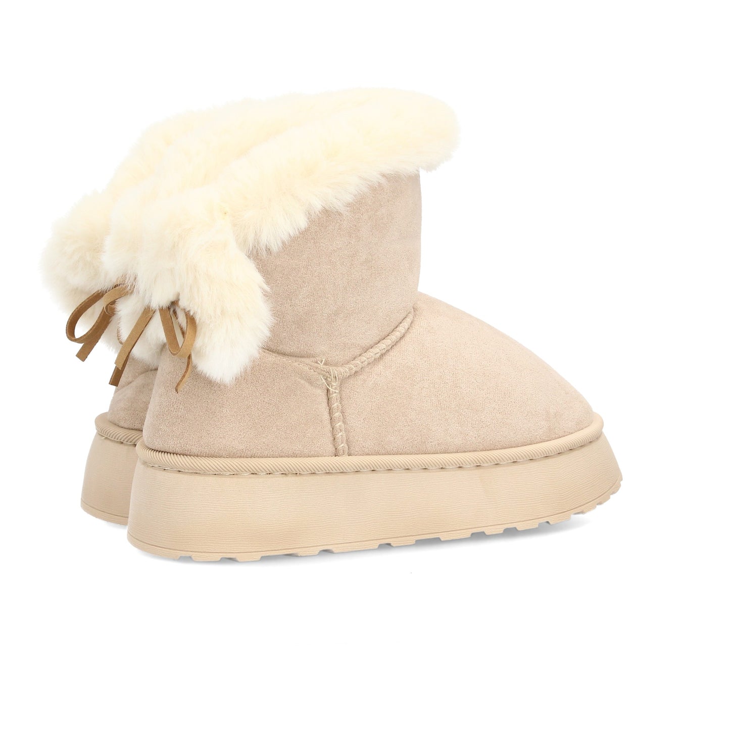 Botín Básico con Suela Antideslizante y Cremallera - Beige