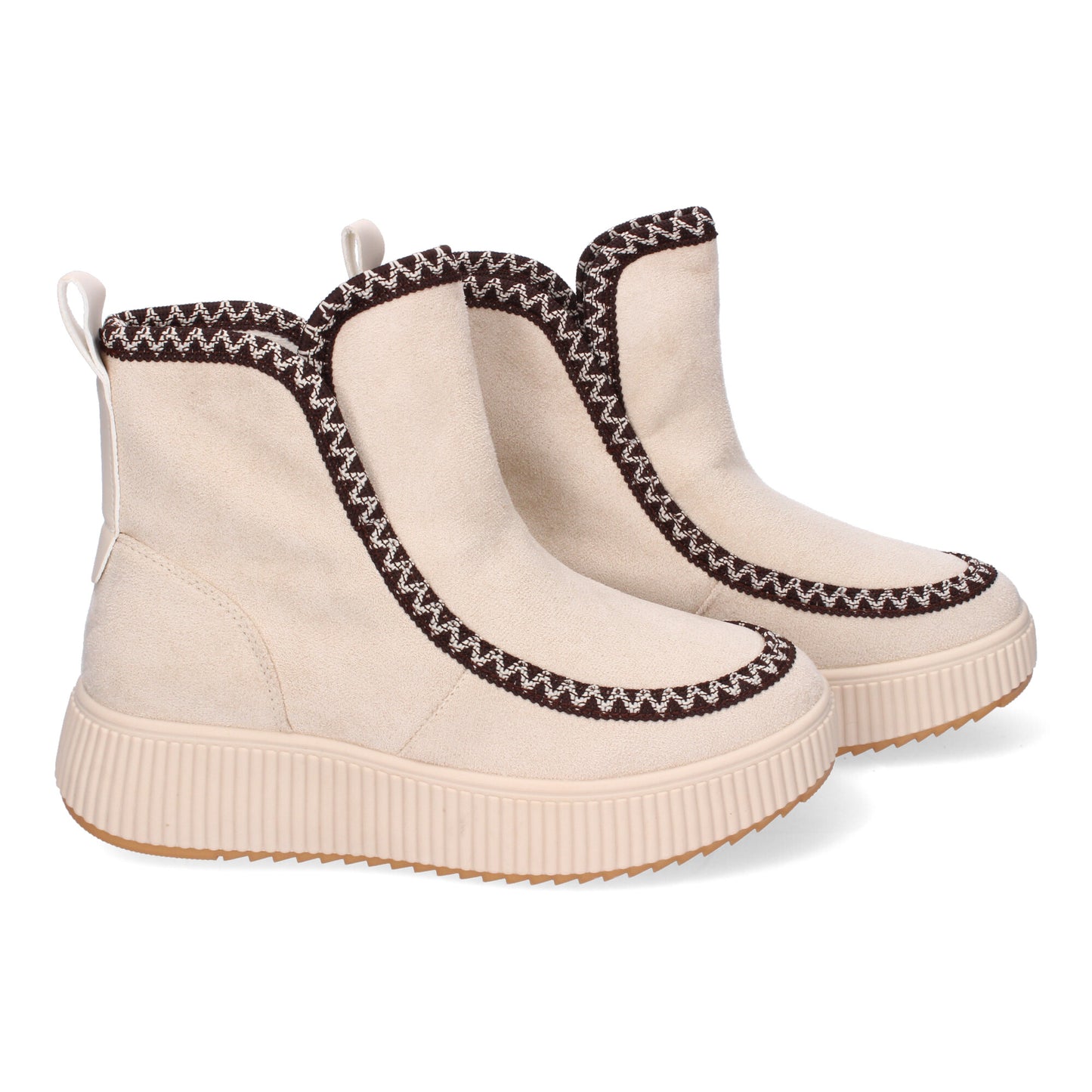 Botines beige con tacón y plataforma